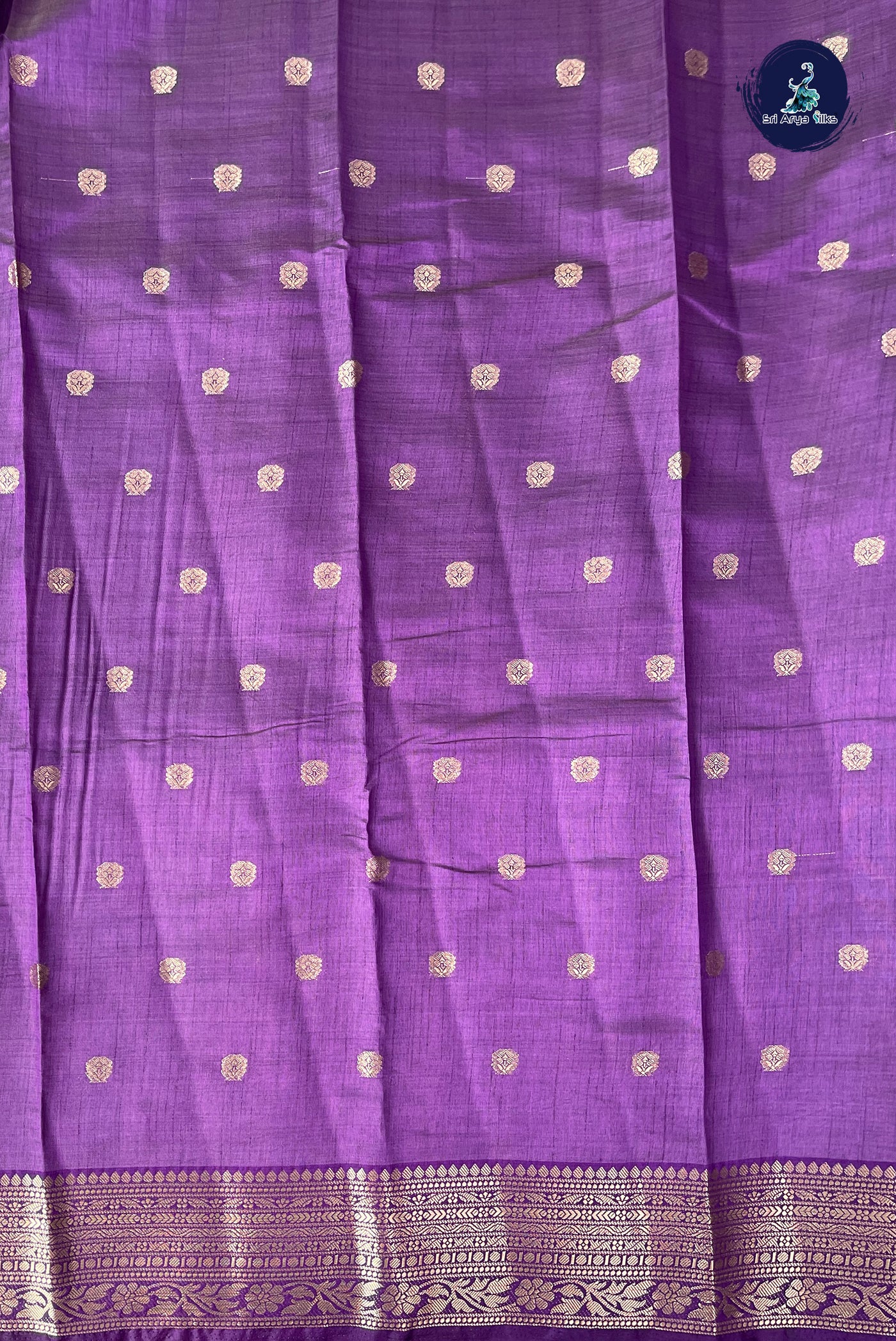 Violet Semi Tussar Saree With Zari Buttas Pattern