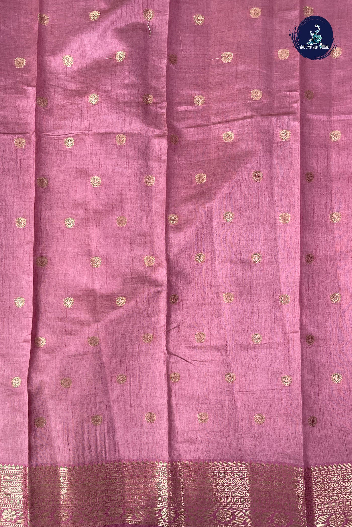 Pink Semi Tussar Saree With Zari Buttas Pattern