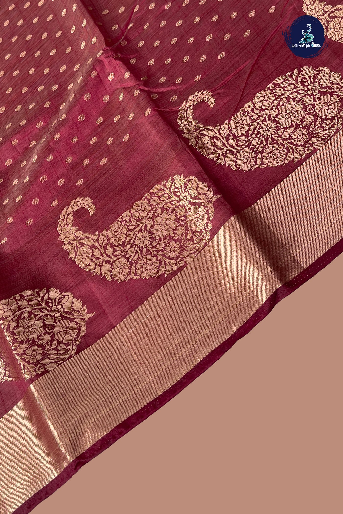 Brown Semi Tussar Saree With Zari Buttas Pattern