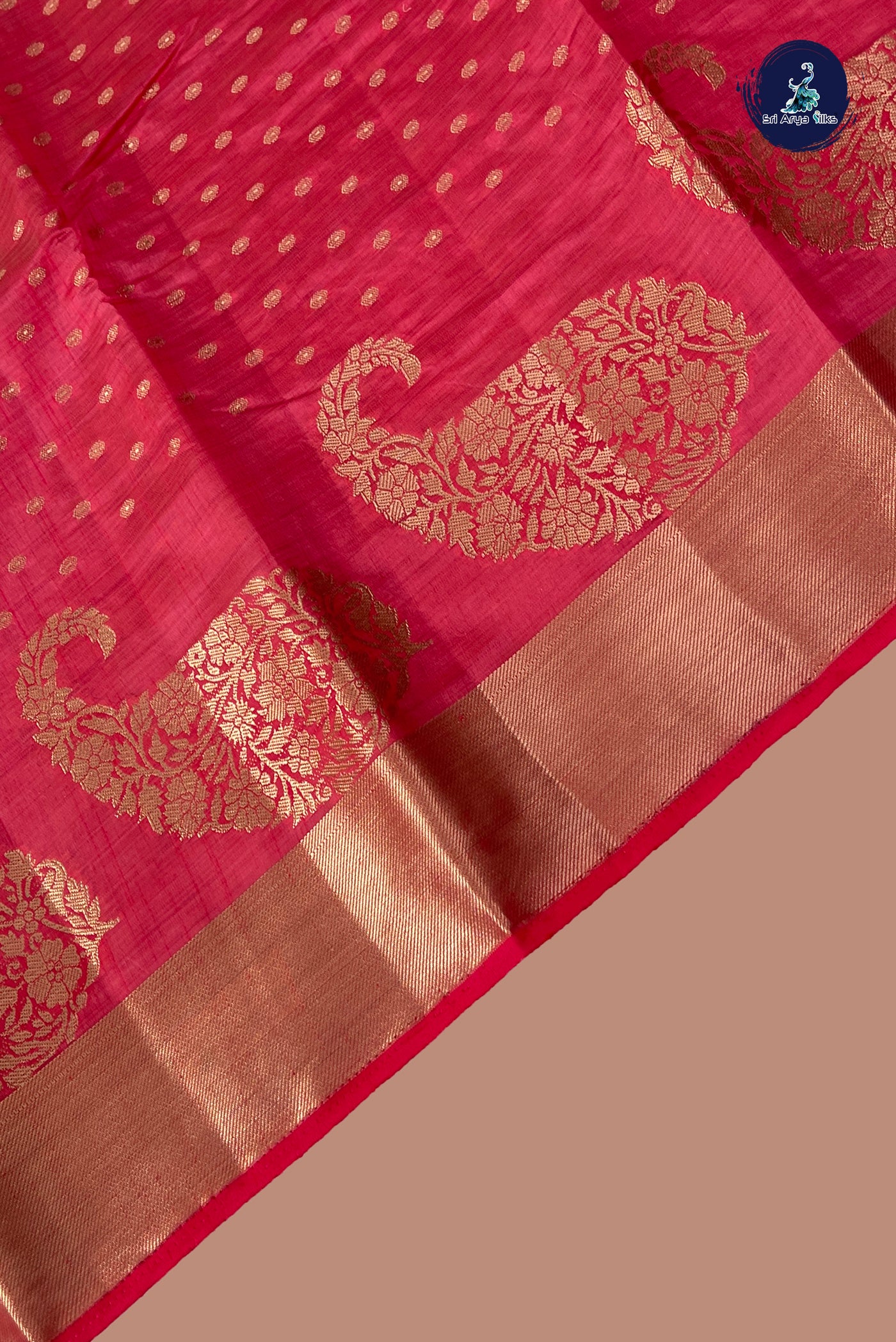 Pink Semi Tussar Saree With Zari Buttas Pattern