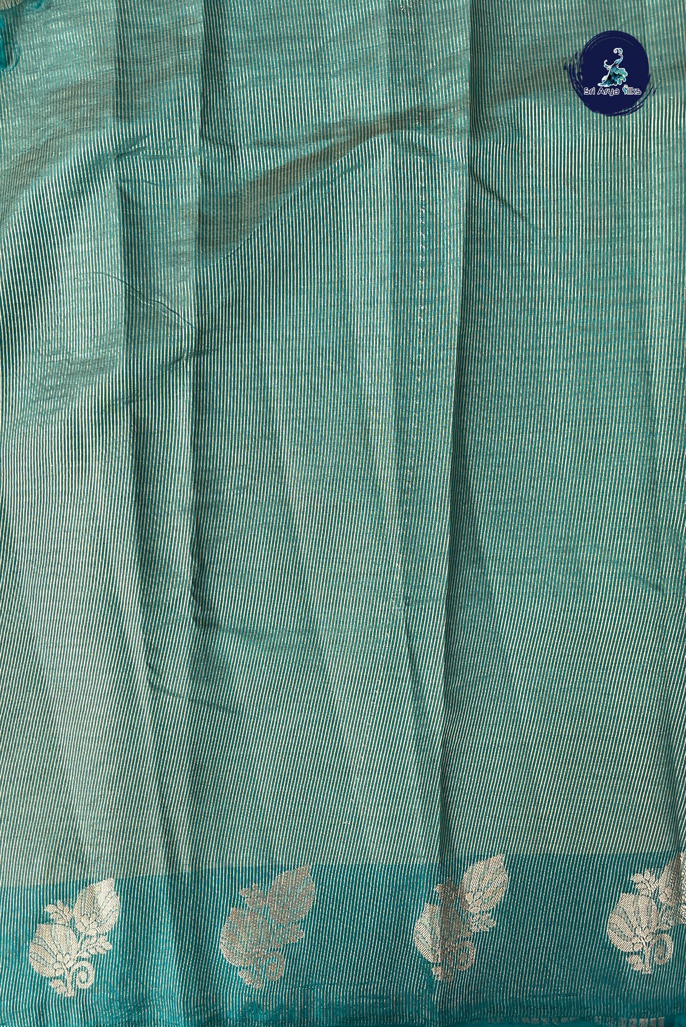 Teal Semi Tussar Saree With Zari Woven Pattern
