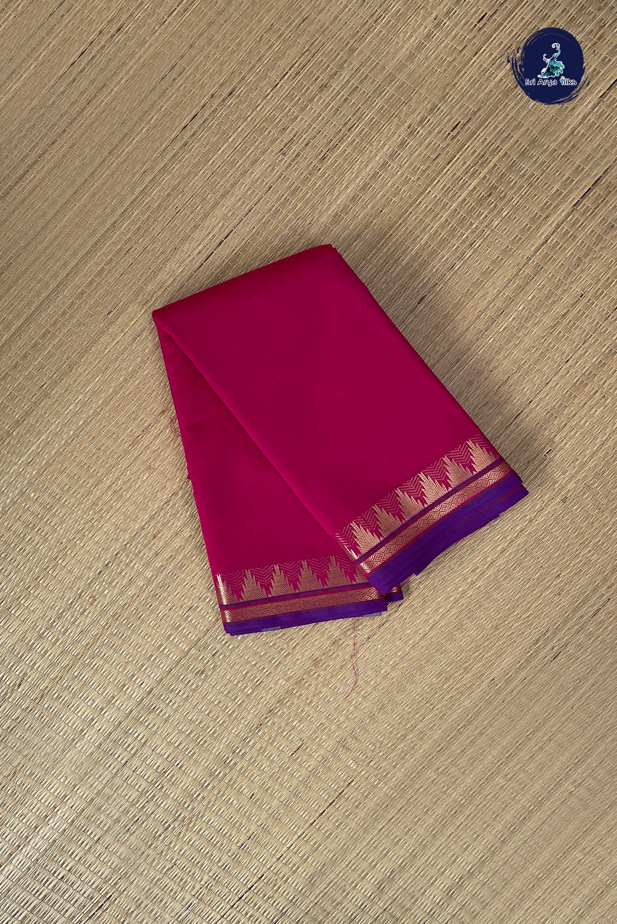 Pink Budget Semi Silk Cotton Saree With Plain Pattern