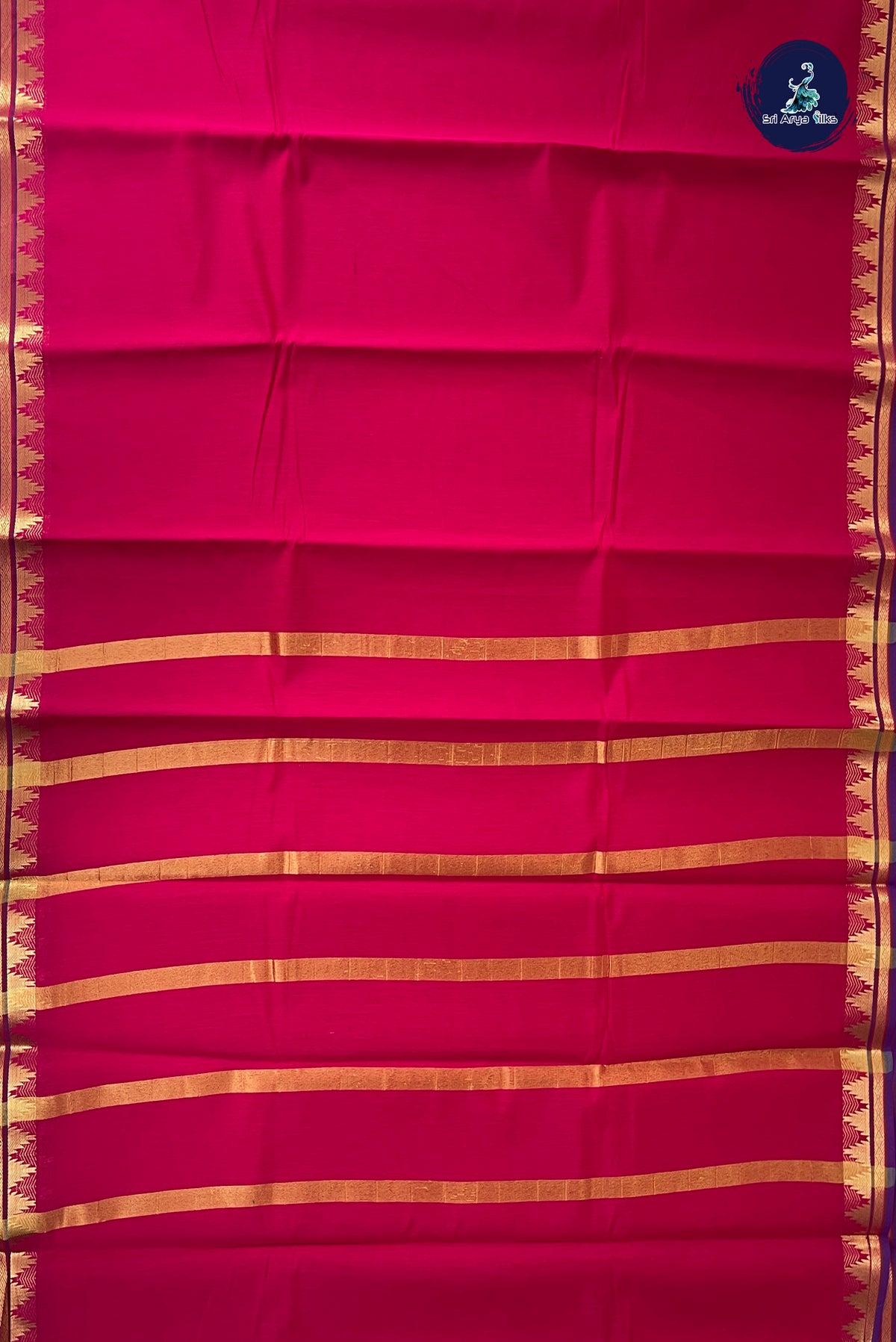 Pink Budget Semi Silk Cotton Saree With Plain Pattern