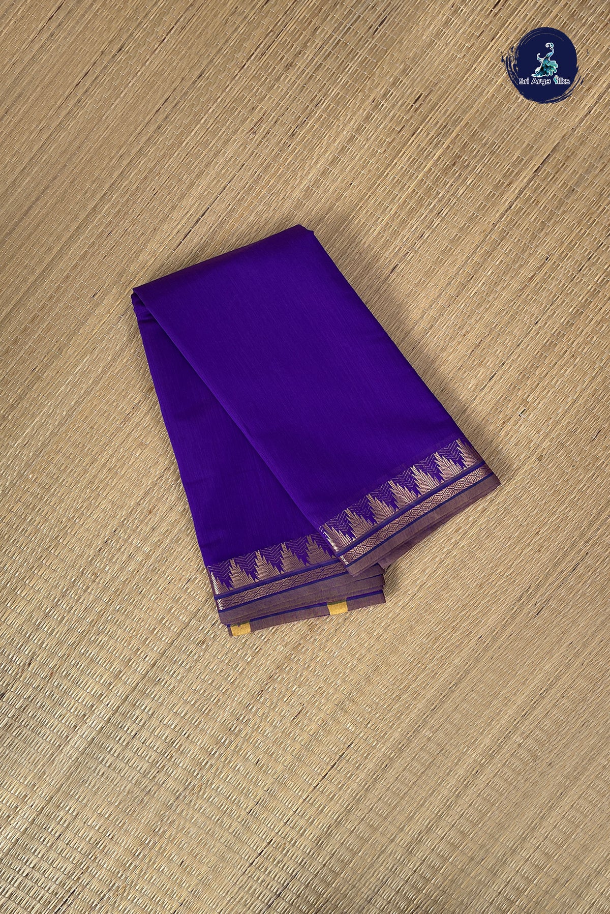 Violet Budget Semi Silk Cotton Saree With Plain Pattern