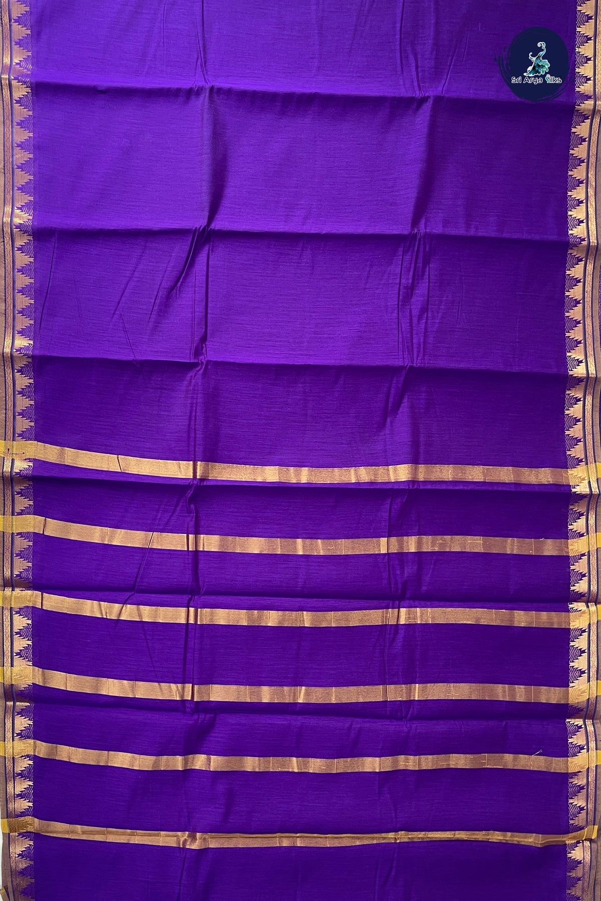 Violet Budget Semi Silk Cotton Saree With Plain Pattern