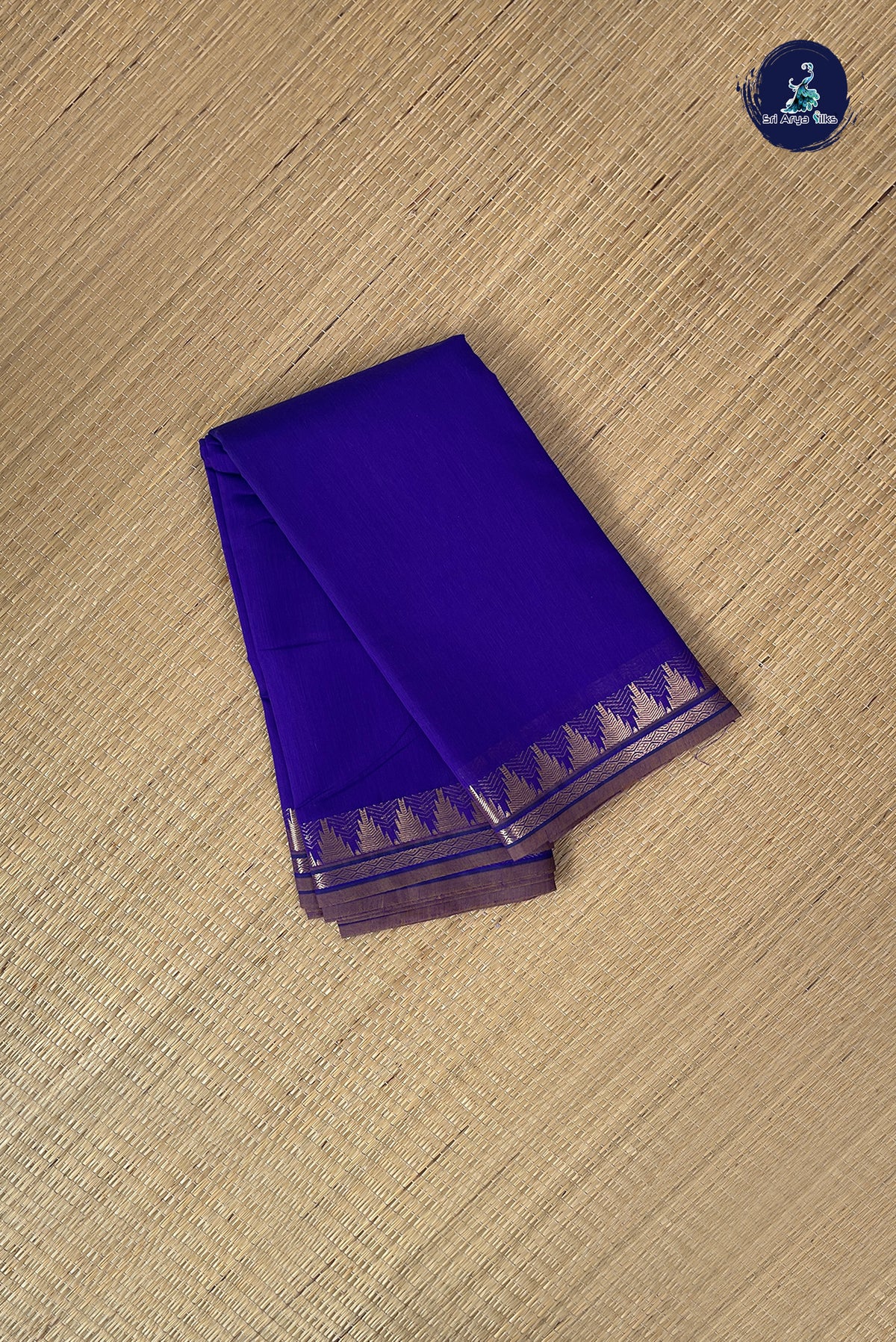 Violet Budget Semi Silk Cotton Saree With Plain Pattern