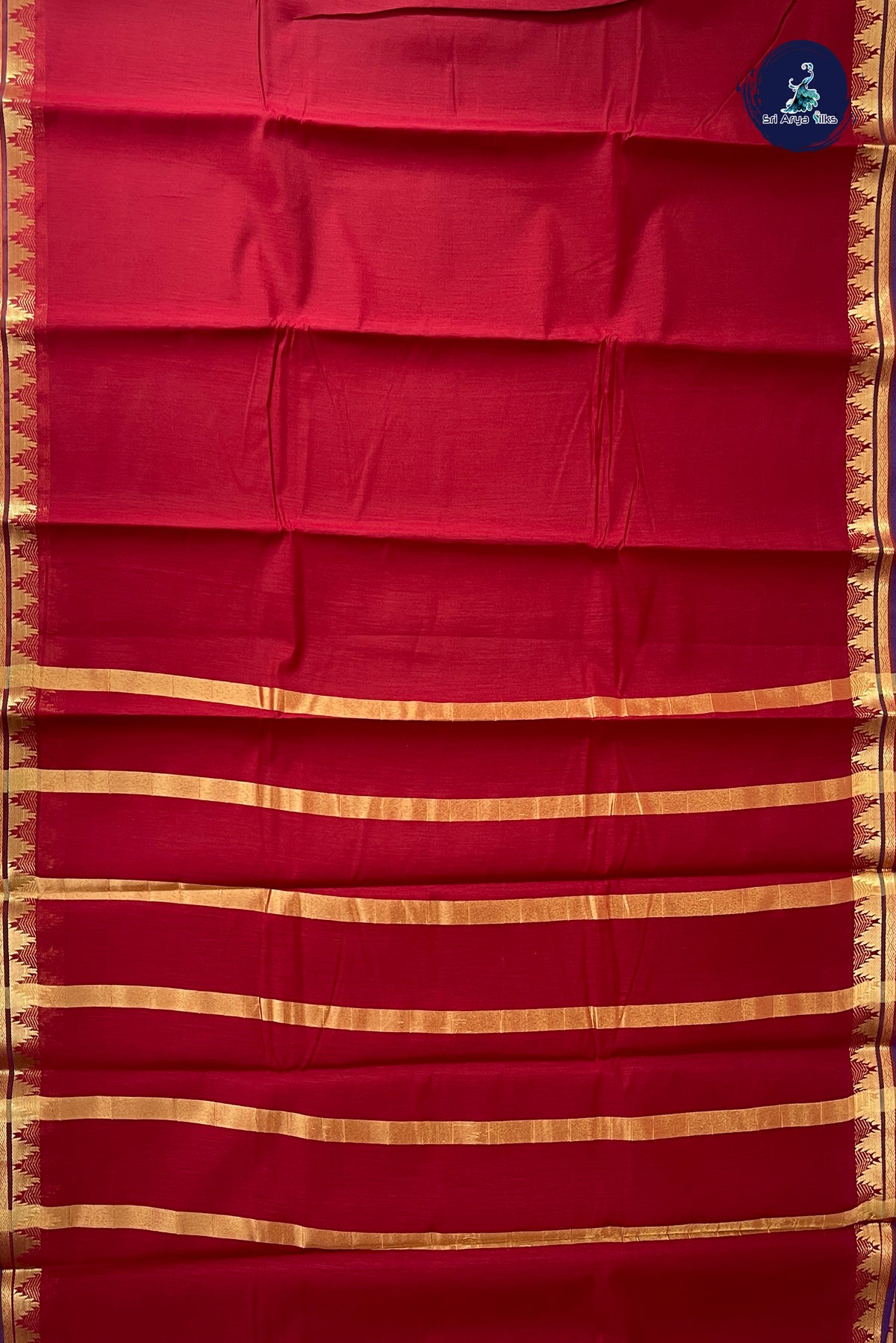 Maroon Budget Semi Silk Cotton Saree With Plain Pattern
