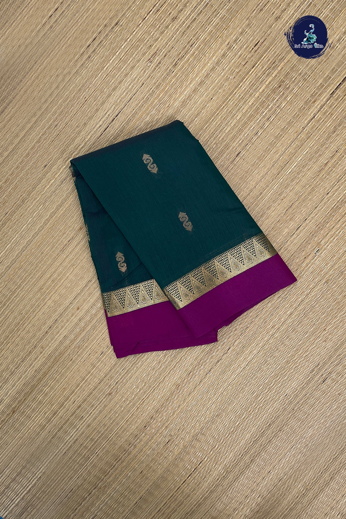 Green Budget Semi Silk Cotton Saree With Zari Buttas Pattern