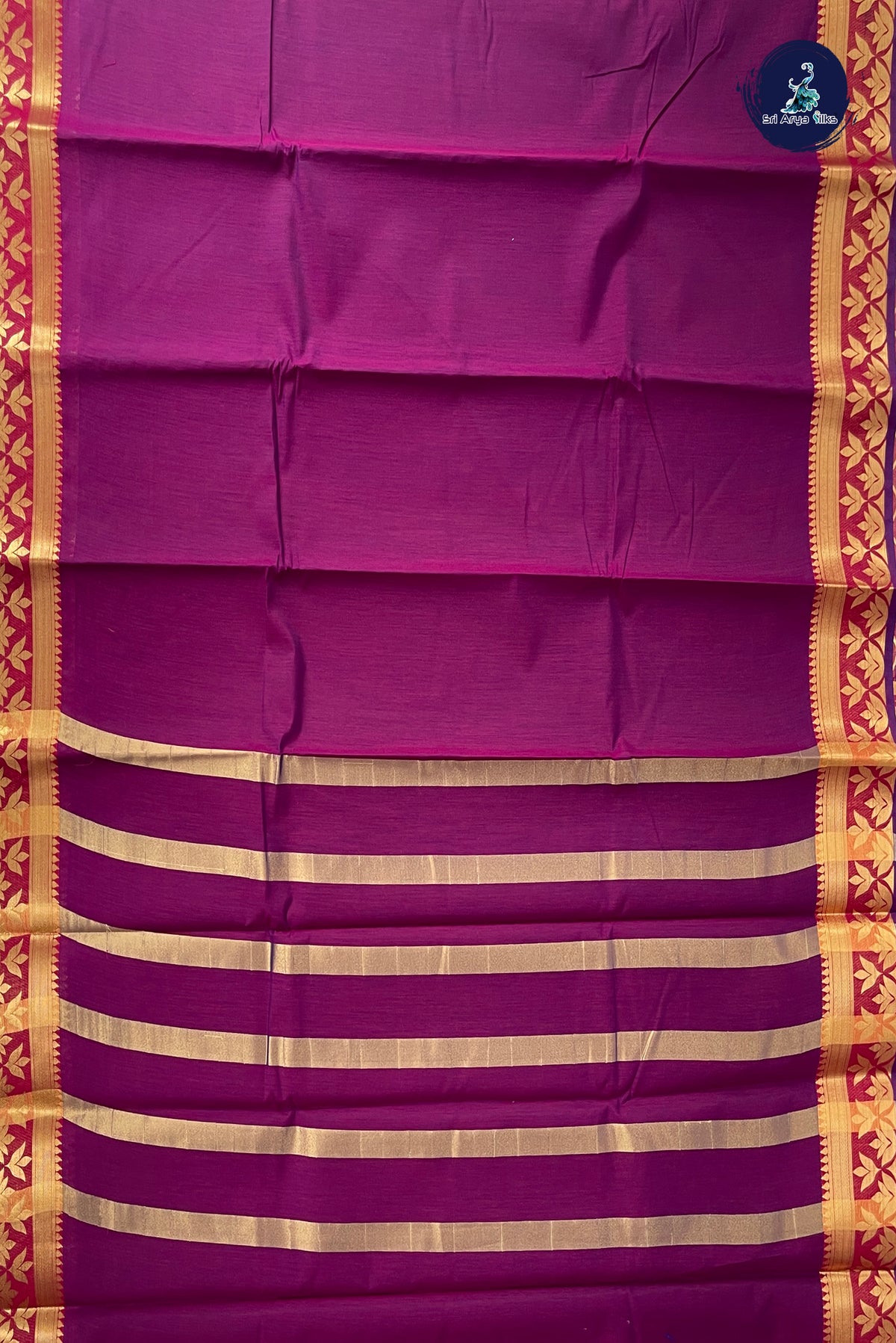 Magenta Purple Budget Semi Silk Cotton Saree With Plain Pattern