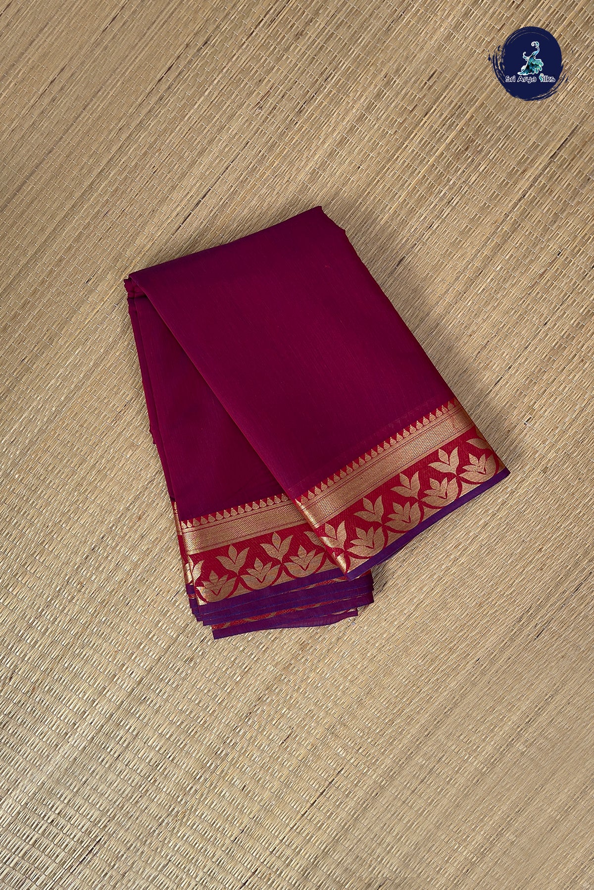 Maroon Budget Semi Silk Cotton Saree With Plain Pattern