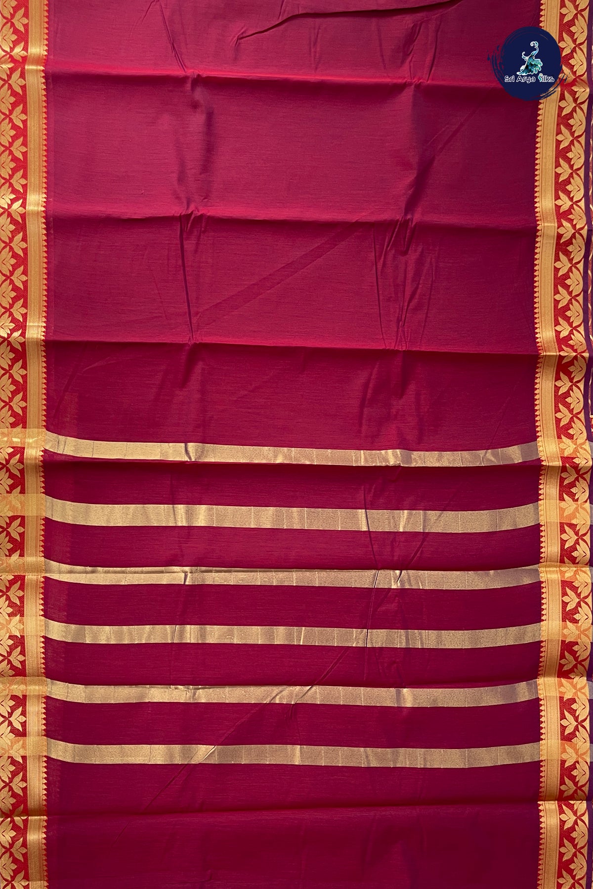 Maroon Budget Semi Silk Cotton Saree With Plain Pattern