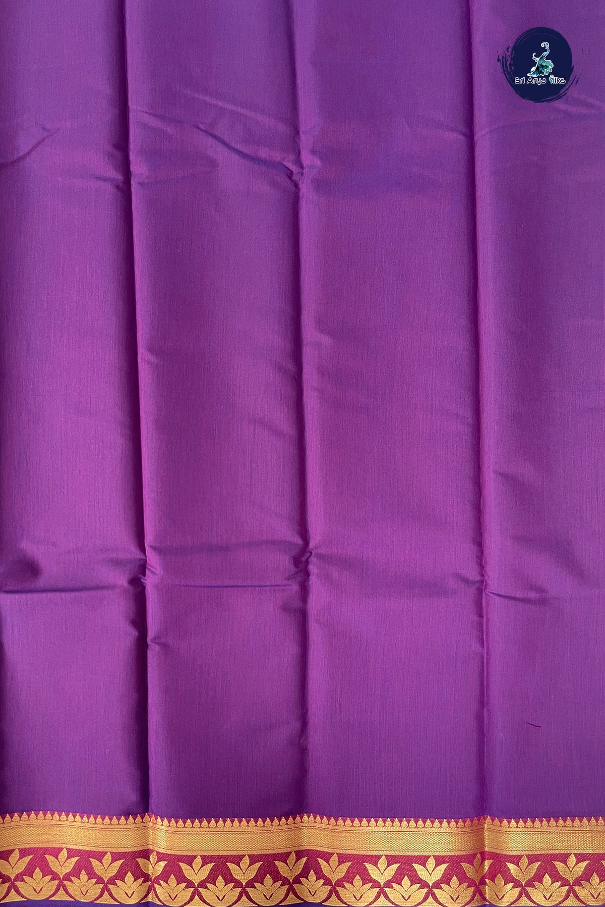 Dual Tone Purple Budget Semi Silk Cotton Saree With Plain Pattern