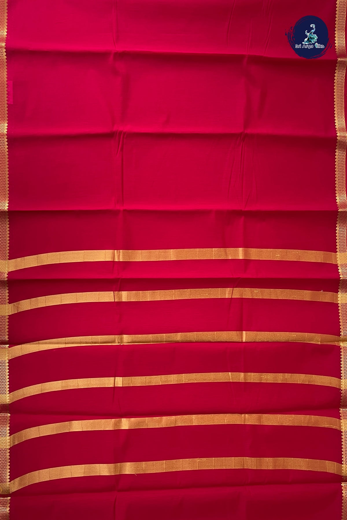 Dark Pink Budget Semi Silk Cotton Saree With Plain Pattern
