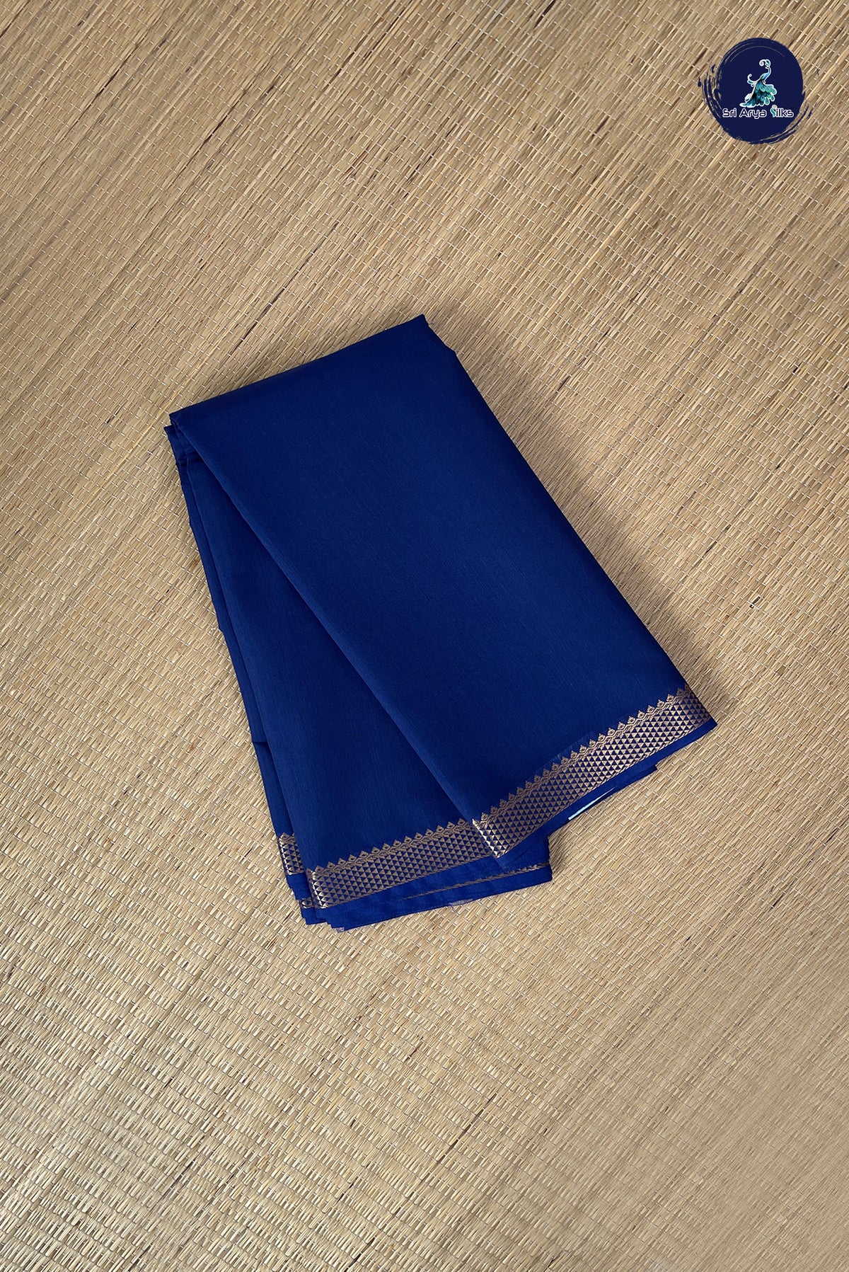 Blue Budget Semi Silk Cotton Saree With Plain Pattern
