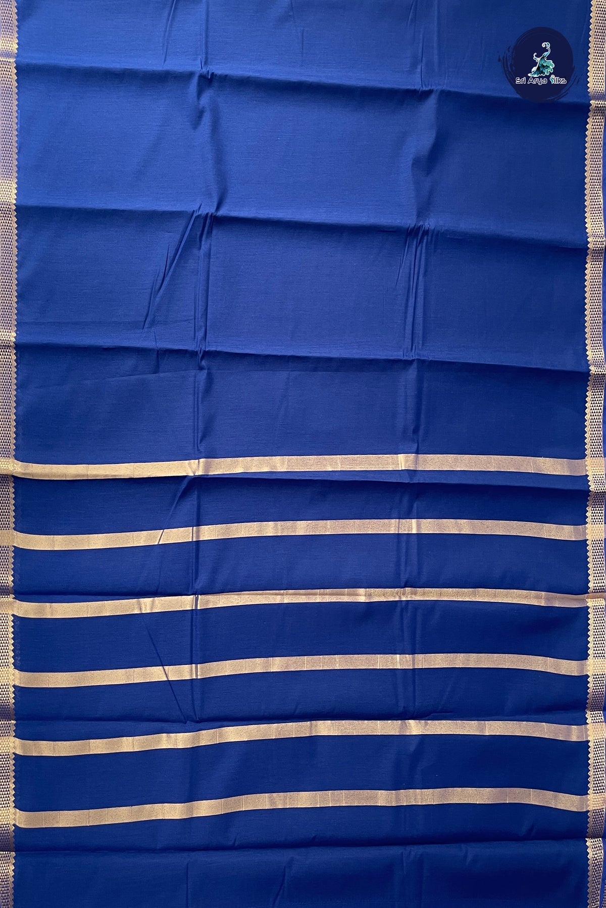 Blue Budget Semi Silk Cotton Saree With Plain Pattern