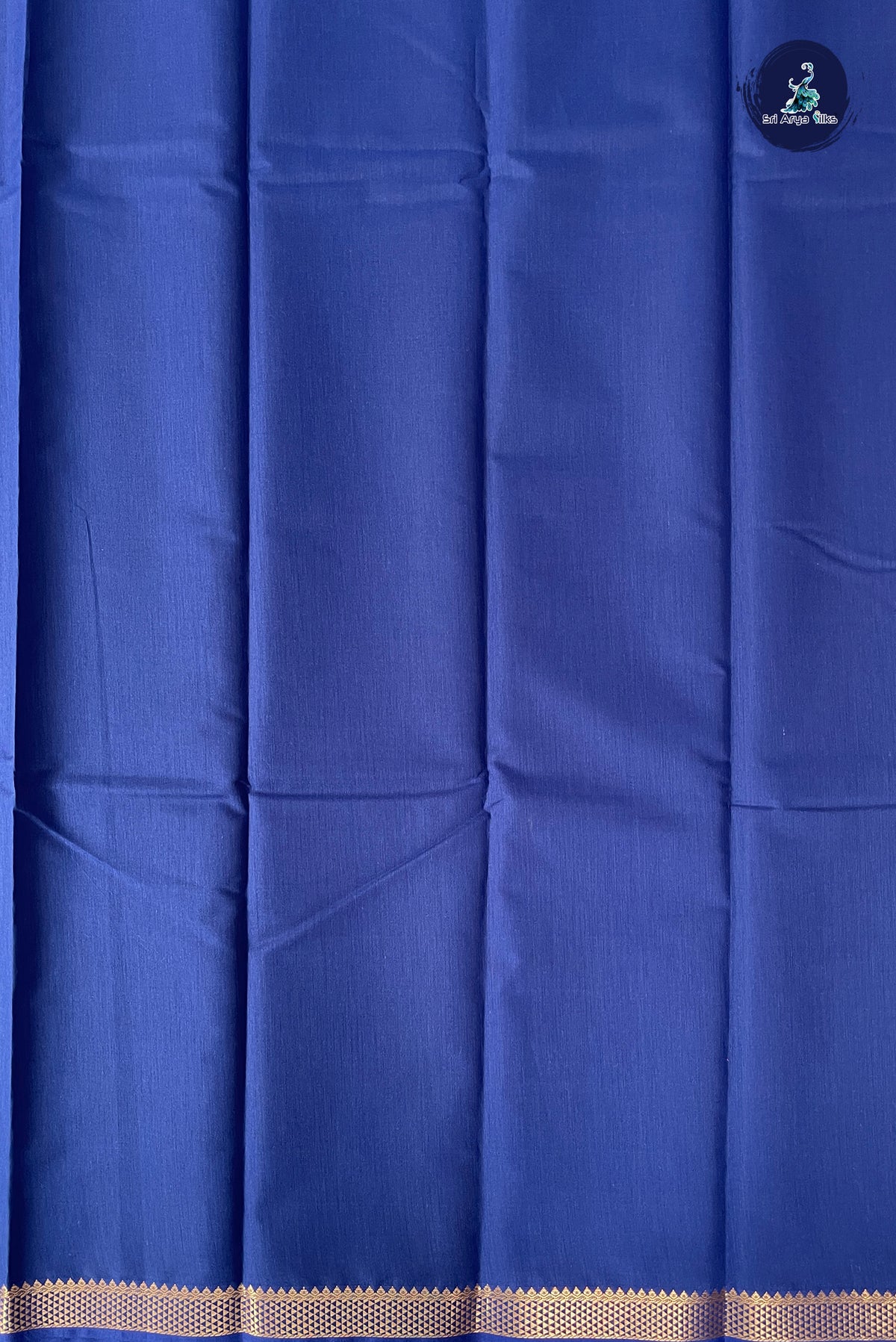Blue Budget Semi Silk Cotton Saree With Plain Pattern