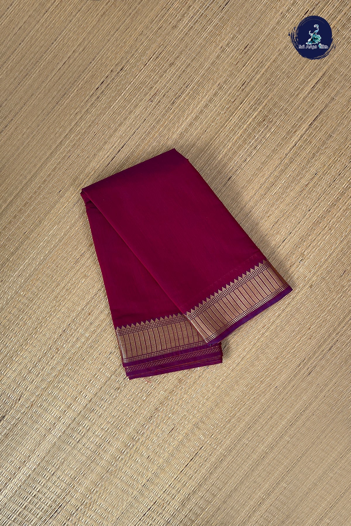 Pinkish Maroon Budget Semi Silk Cotton Saree With Plain Pattern