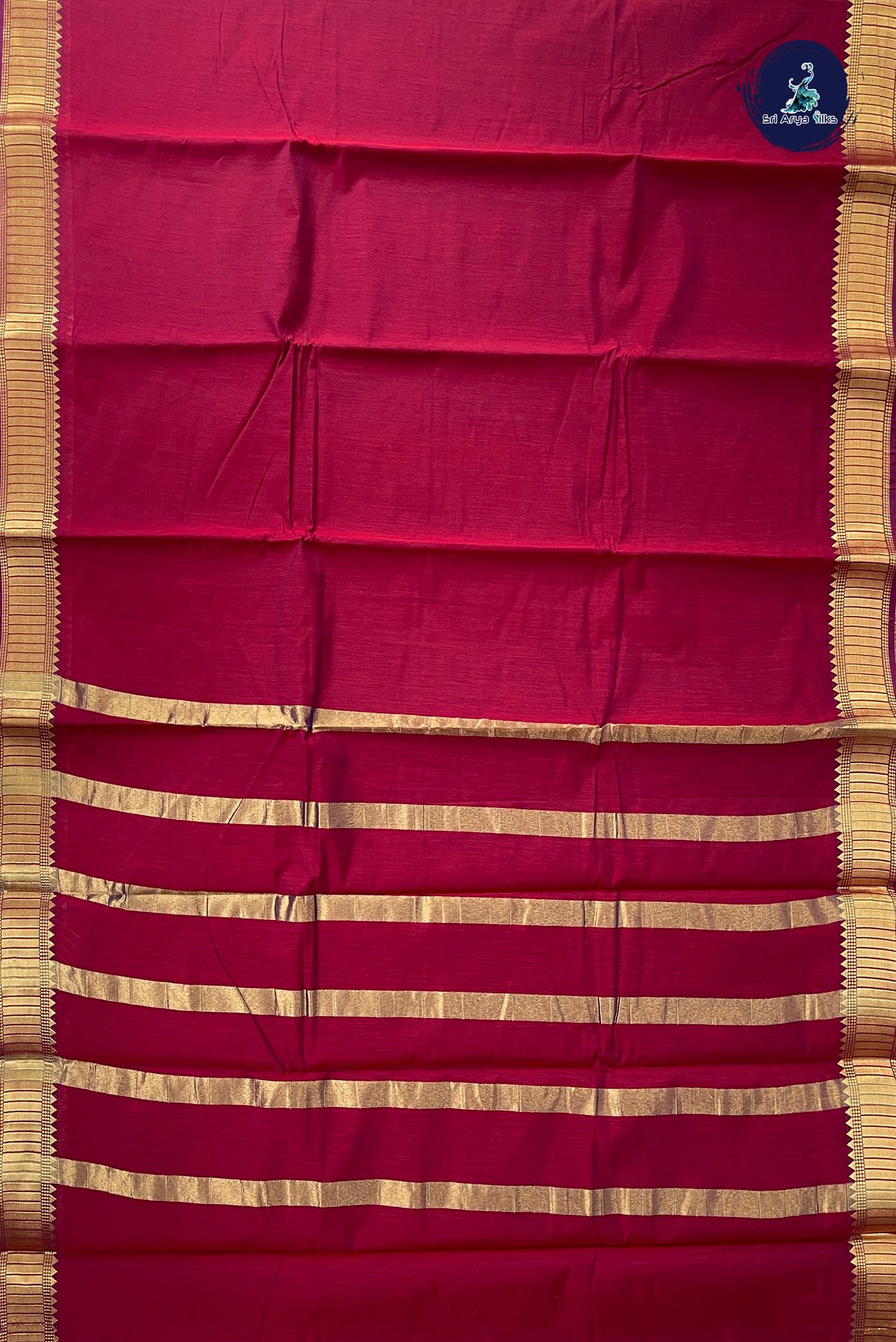 Pinkish Maroon Budget Semi Silk Cotton Saree With Plain Pattern