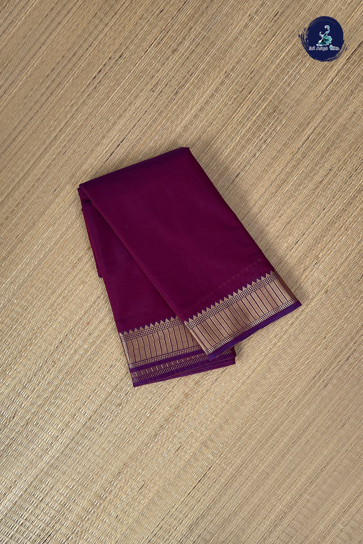 Pinkish Maroon Budget Semi Silk Cotton Saree With Plain Pattern