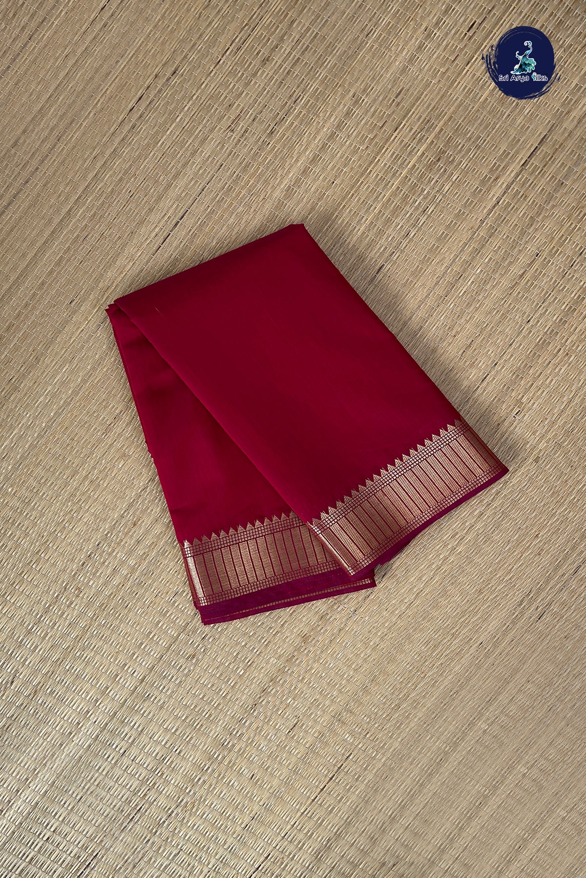 Maroon Budget Semi Silk Cotton Saree With Plain Pattern