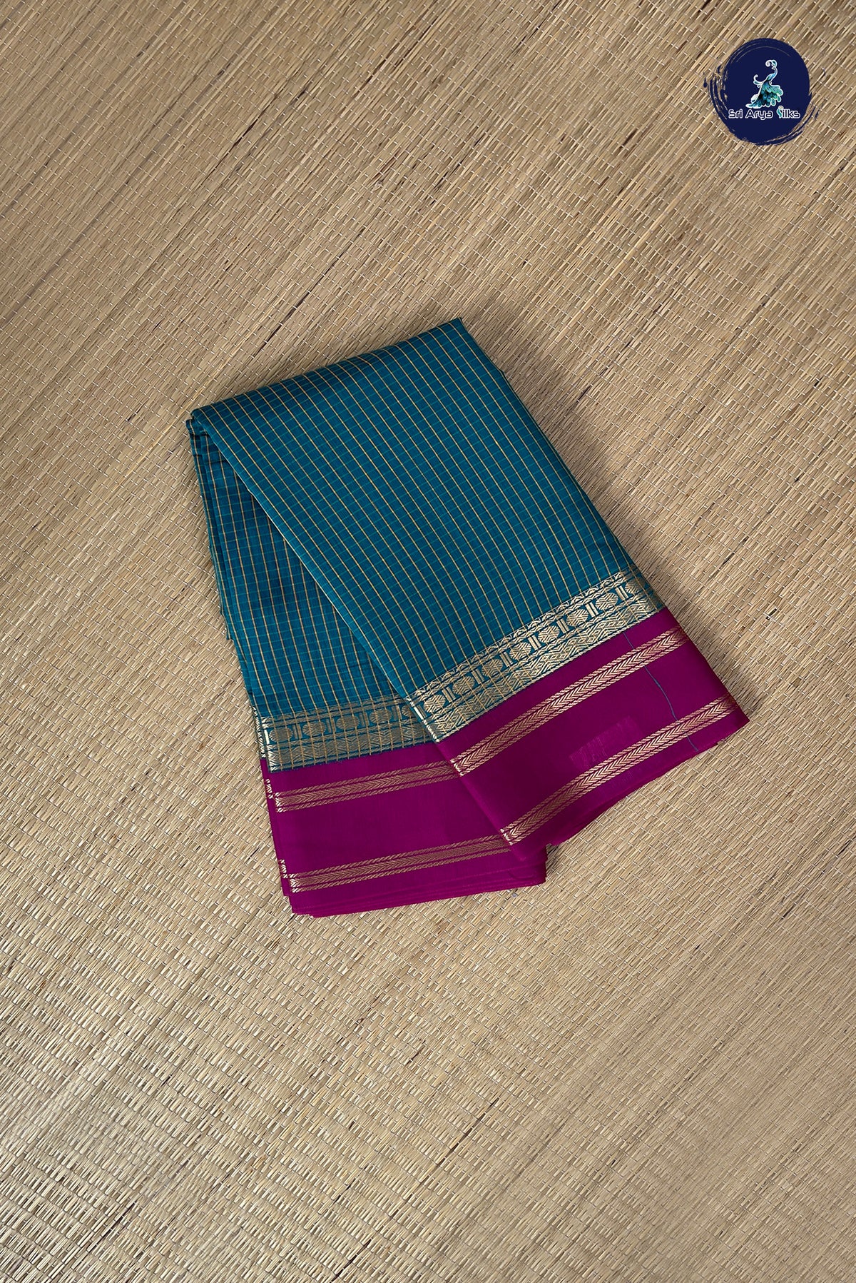 Green Budget Semi Silk Cotton Saree With Checked Pattern