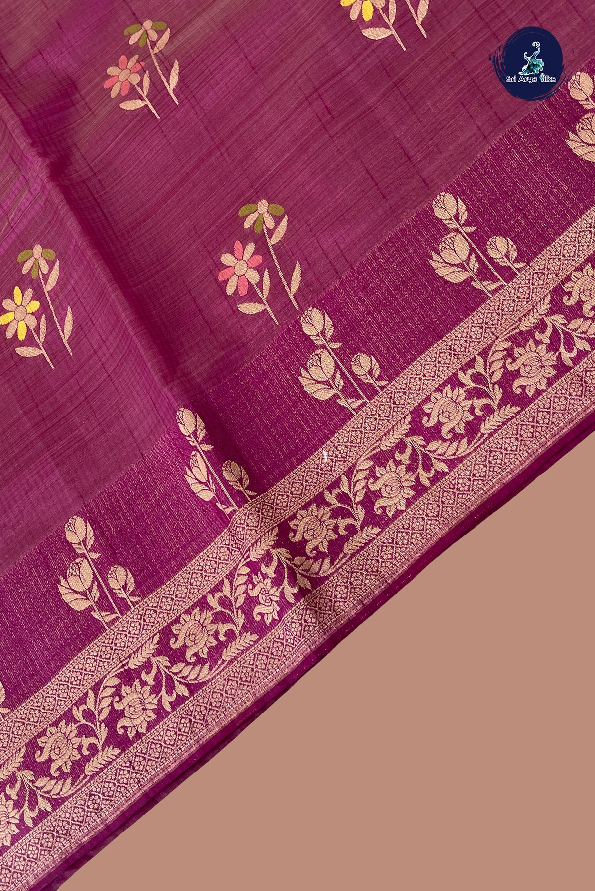BeetRoot Shade Semi Tussar Saree With Zari Buttas Pattern