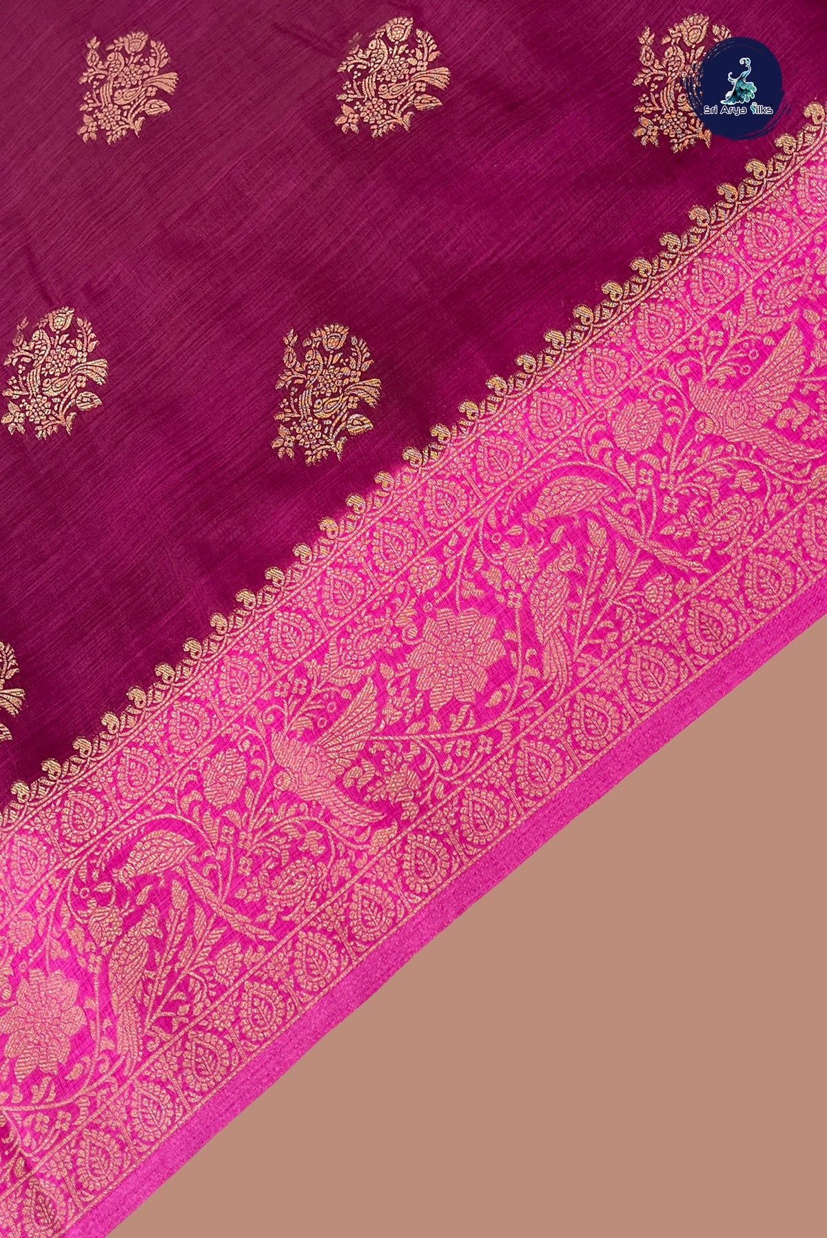 Snuf Semi Raw Silk Saree With Zari Buttas Pattern