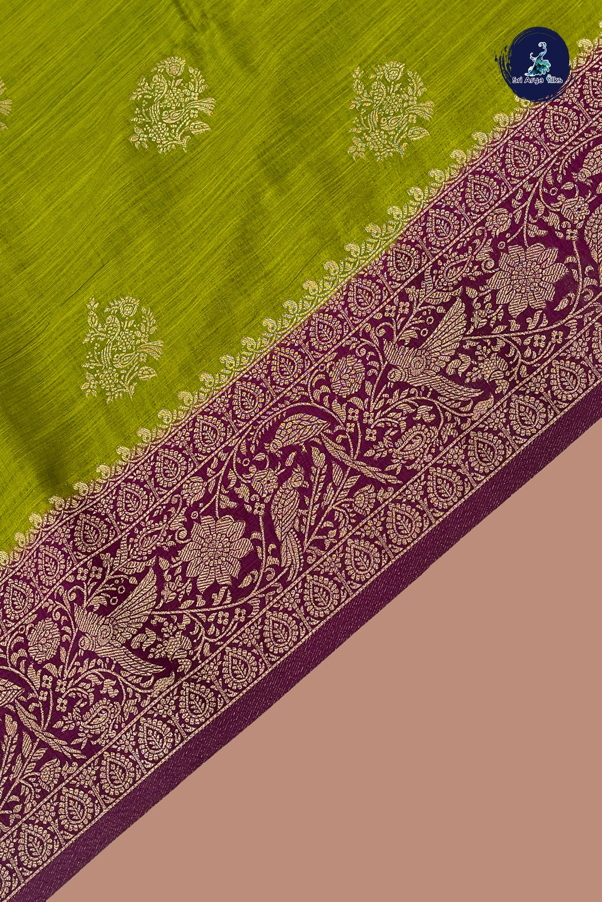 Light Green Semi Raw Silk Saree With Zari Buttas Pattern