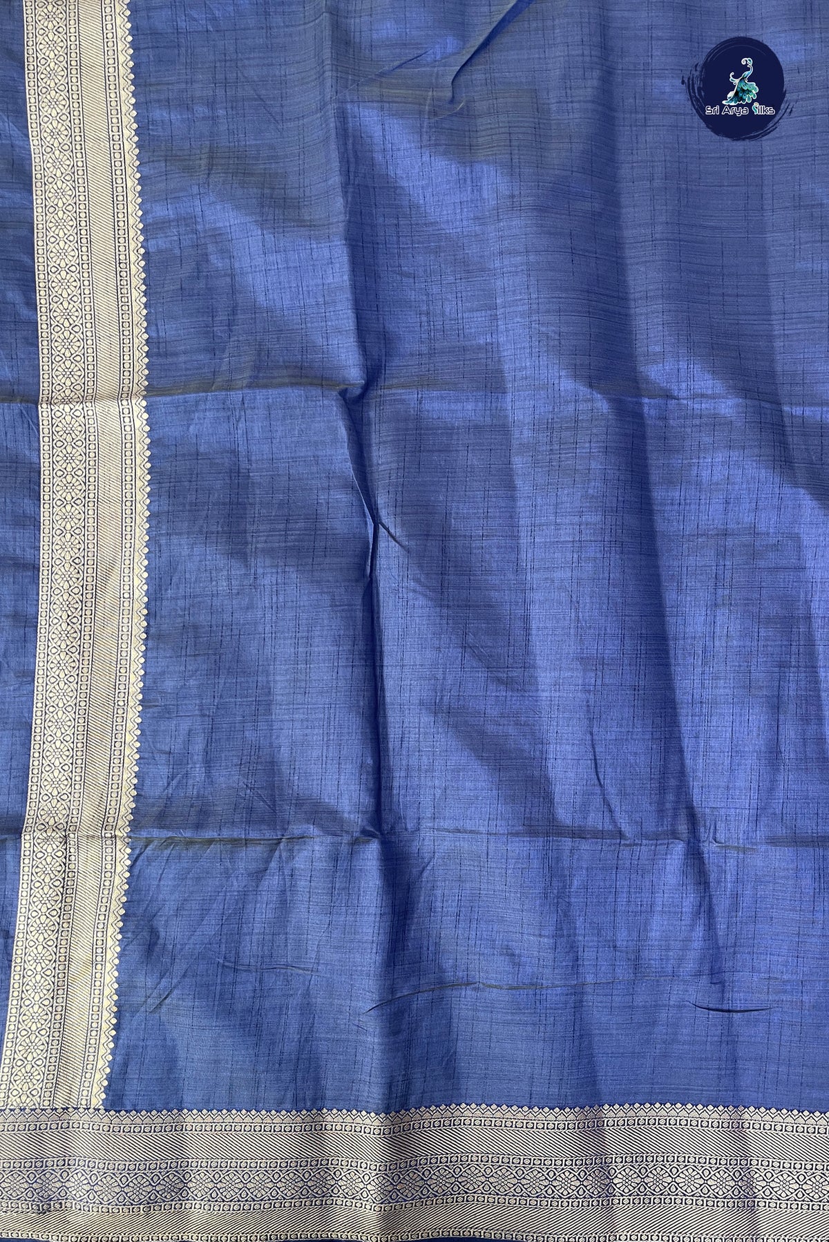 Dark Blue Semi Tussar Saree With Zari Buttas Pattern