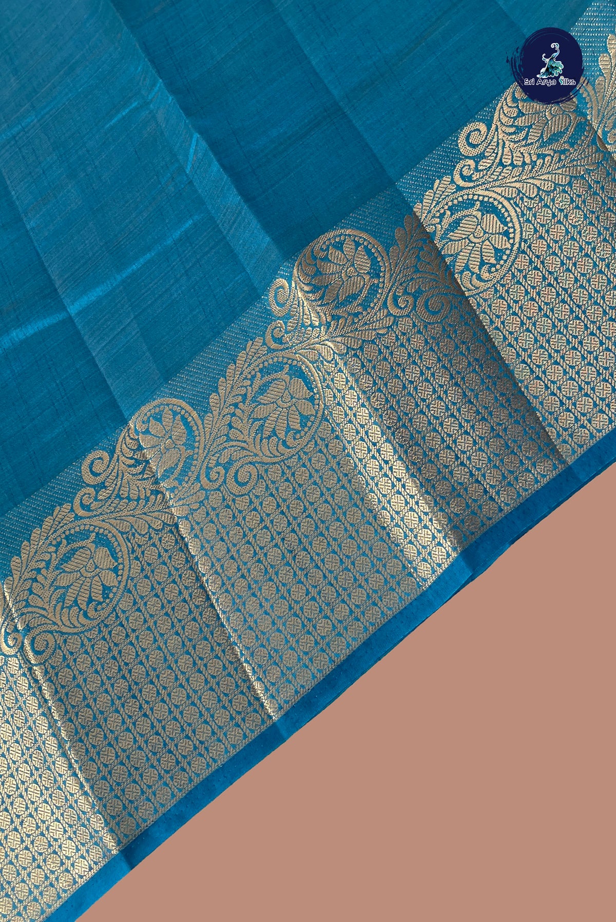 Blue Semi Tussar Saree With Plain Pattern