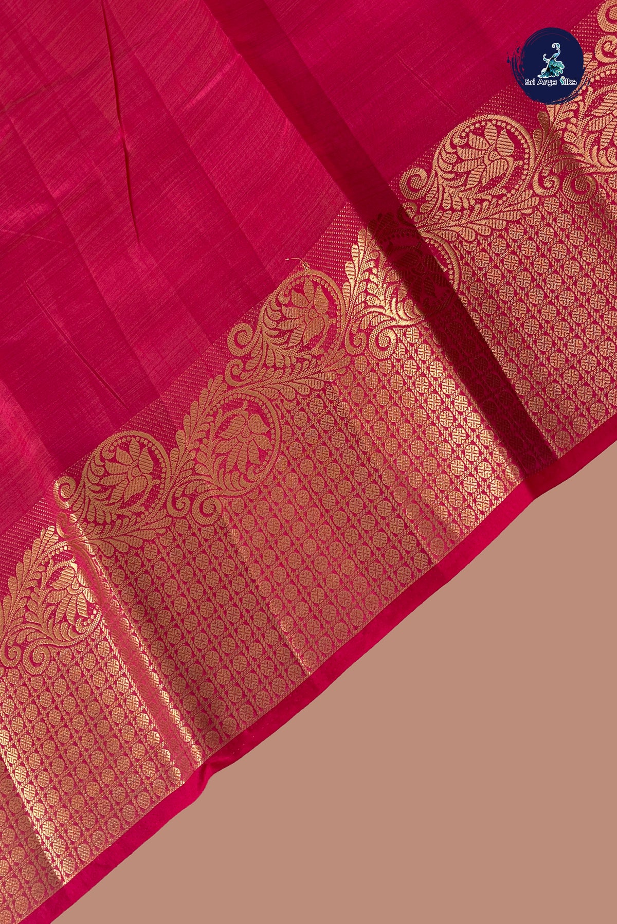 Pink Semi Tussar Saree With Plain Pattern