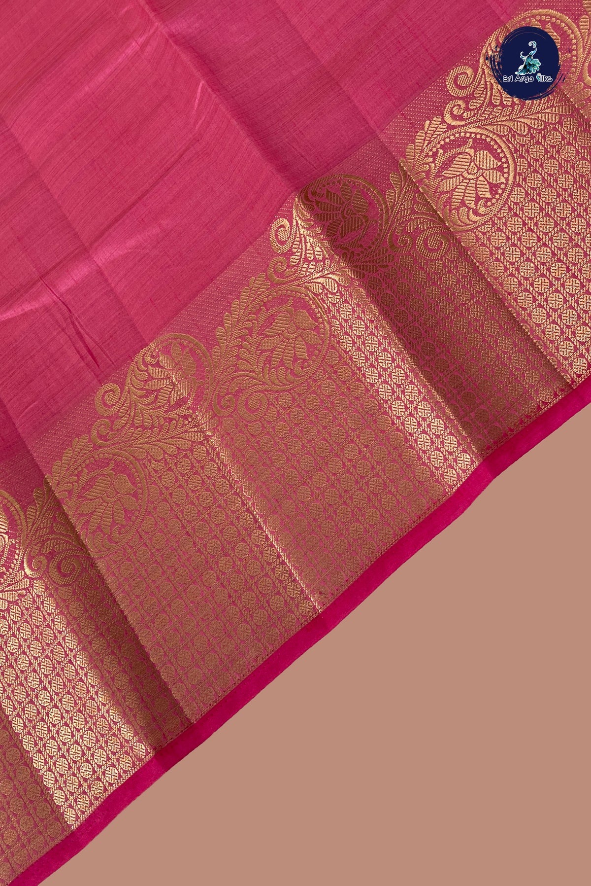 Pink Semi Tussar Saree With Plain Pattern