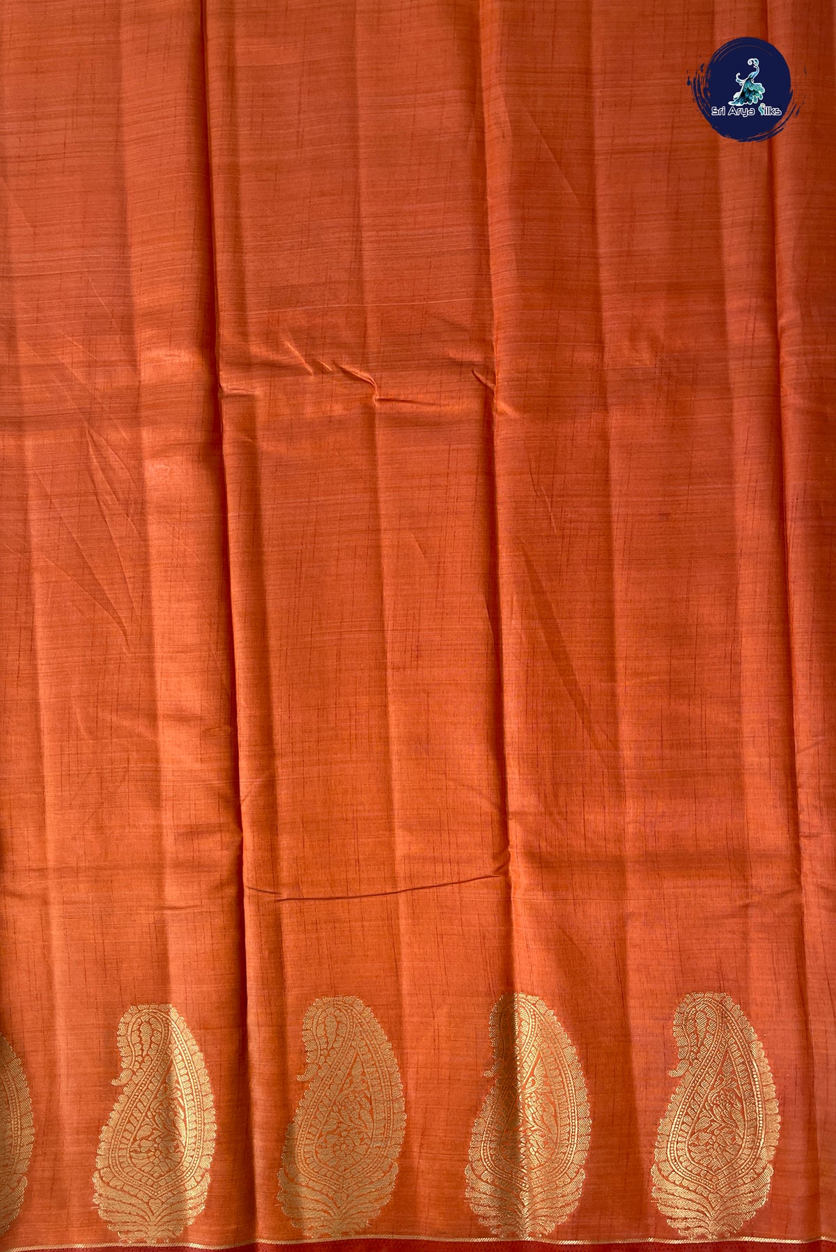 Rust Semi Tussar Saree With Plain Pattern