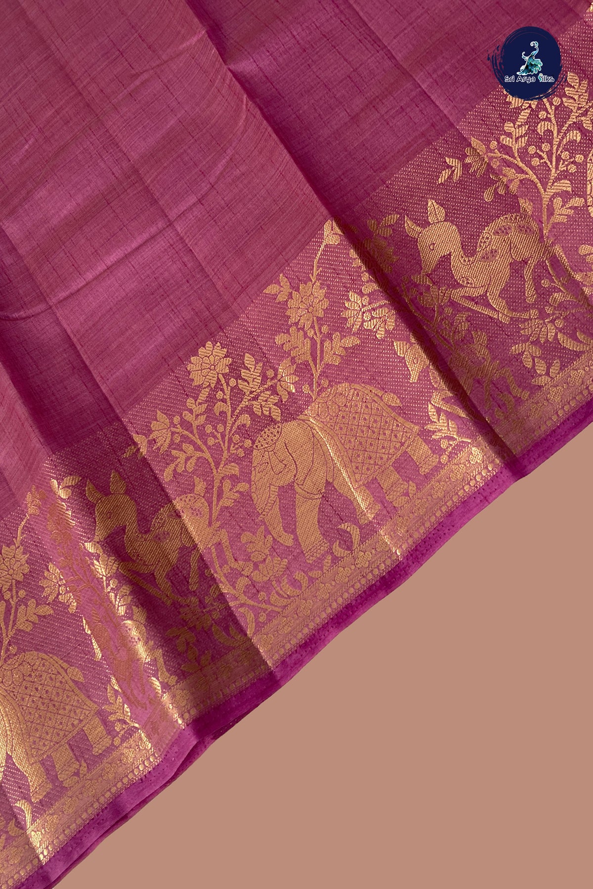 Mauve Semi Tussar Saree With Plain Pattern
