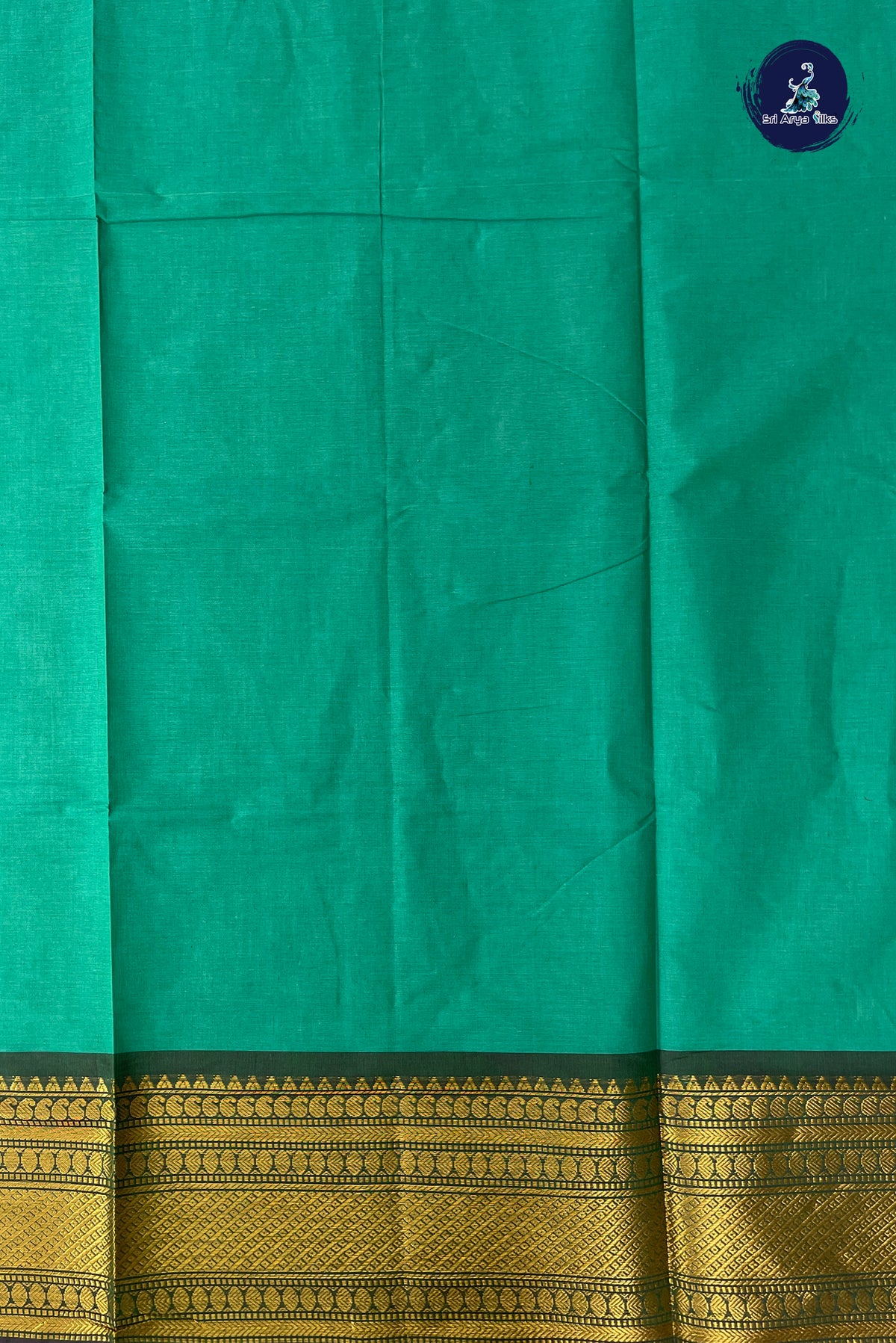 Green Kanchi Cotton Saree With Plain Pattern