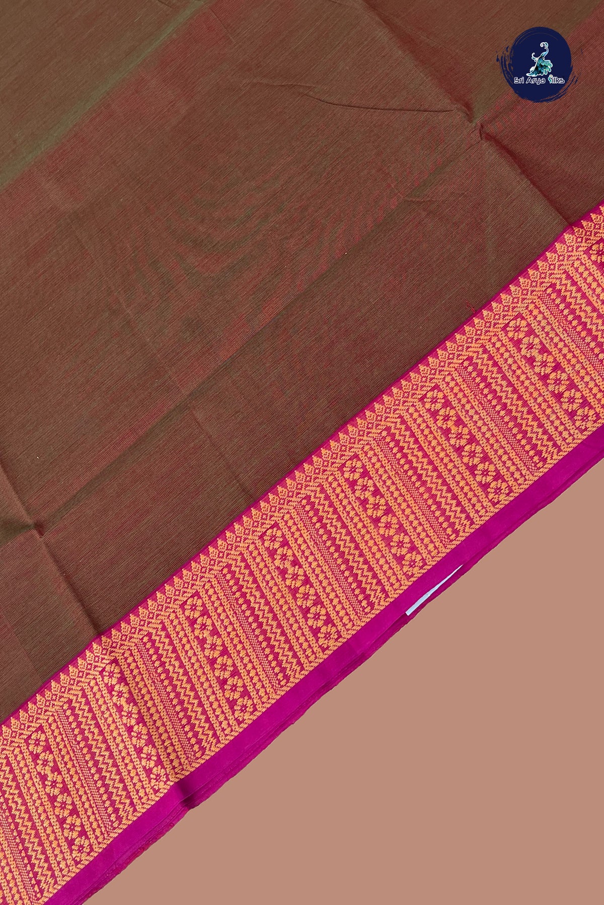 Manthulir Chettinad Cotton Saree With Plain Pattern