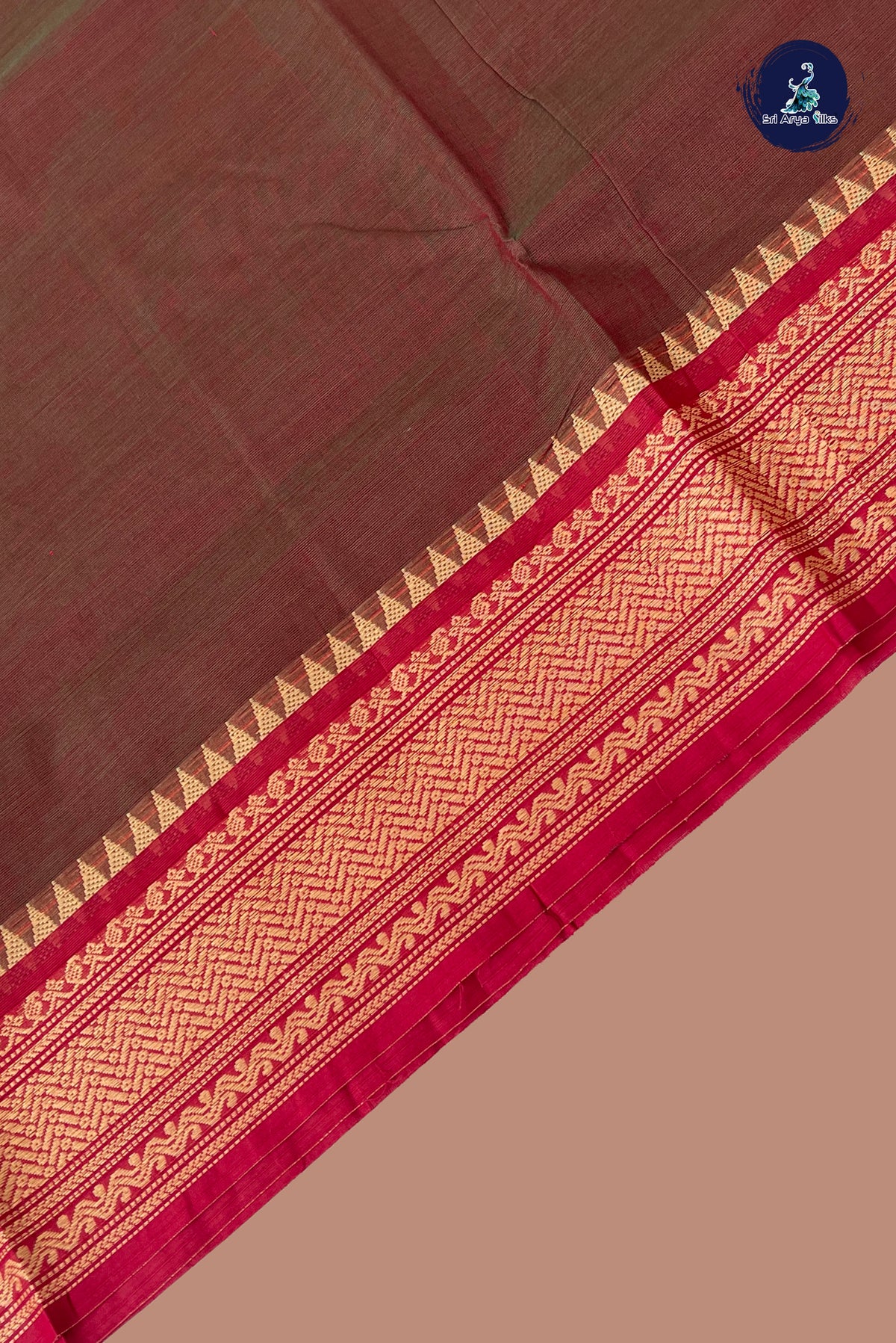 Manthulir Chettinad Cotton Saree With Plain Pattern