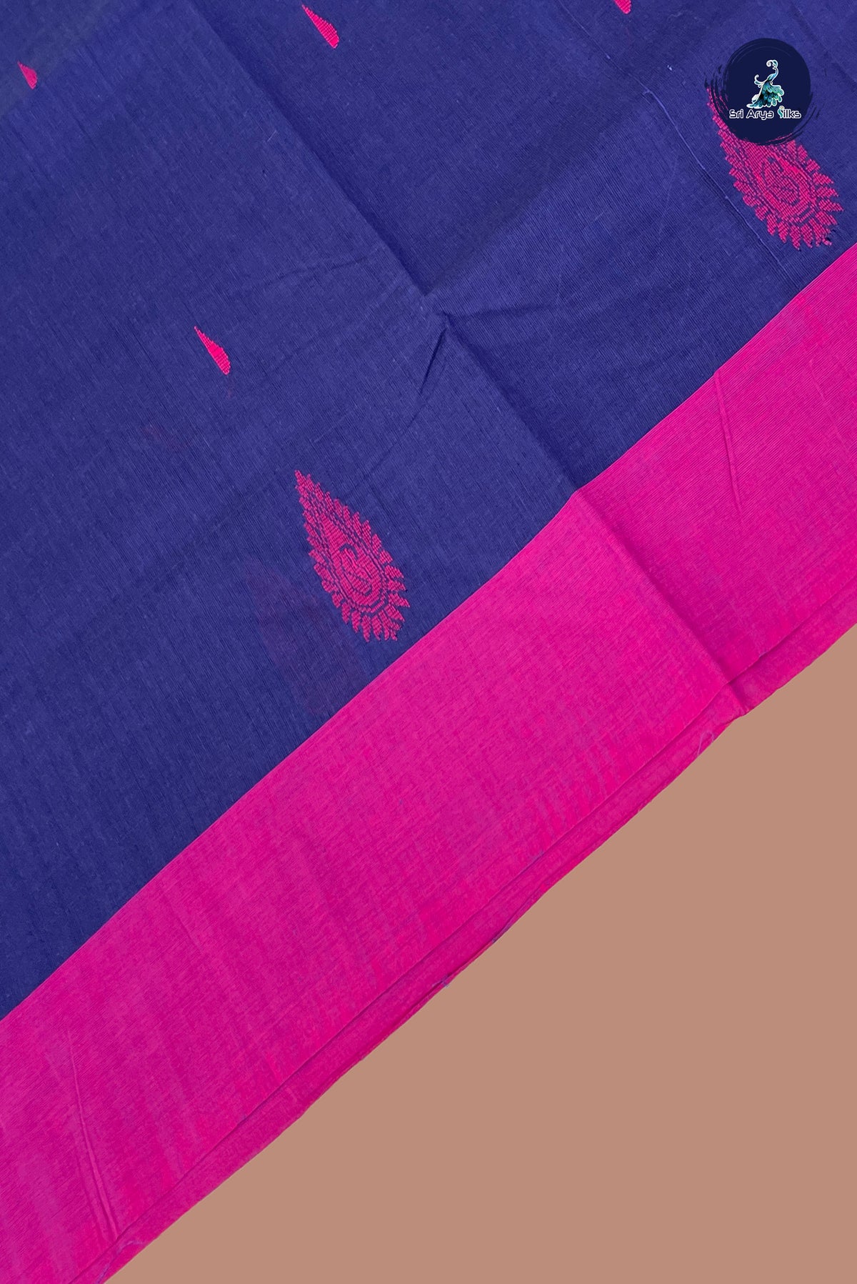 Dark Blue Kanchi Cotton Saree With Buttas Pattern