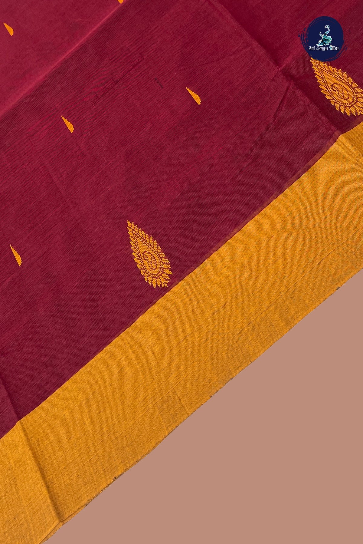 Maroon Kanchi Cotton Saree With Buttas Pattern