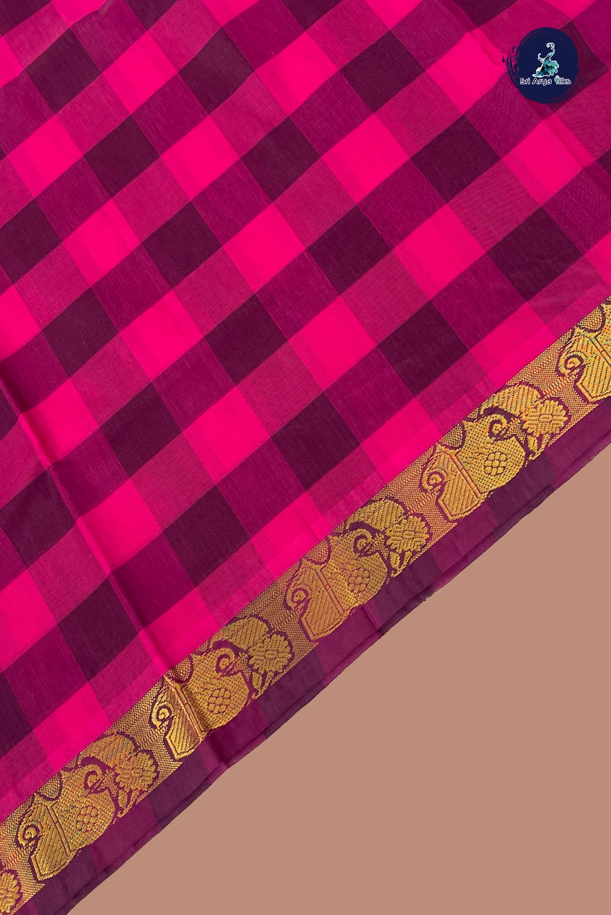 Multi Colour Chettinad Cotton Saree With Paalum Pazham Kattam Pattern