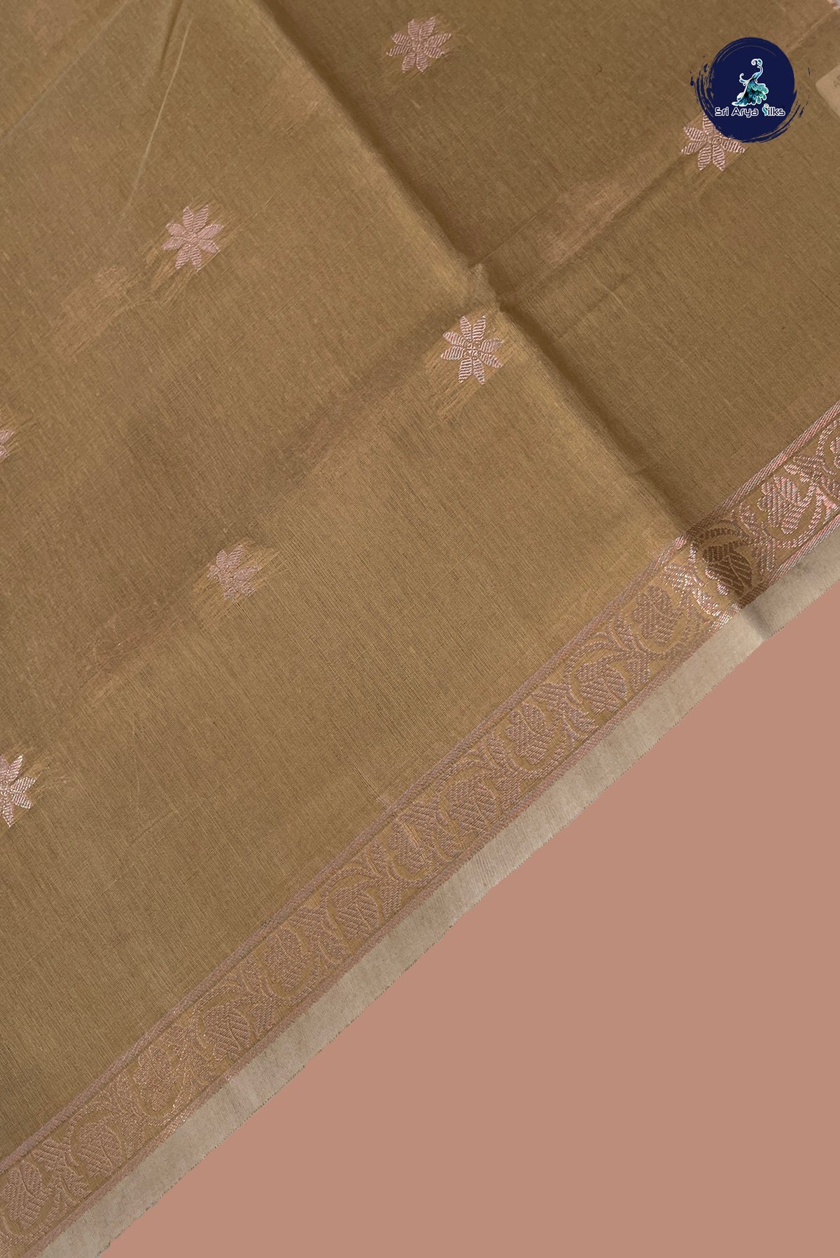 Ivory Maheswari Silk Cotton Sarees With Zari Buttas Pattern