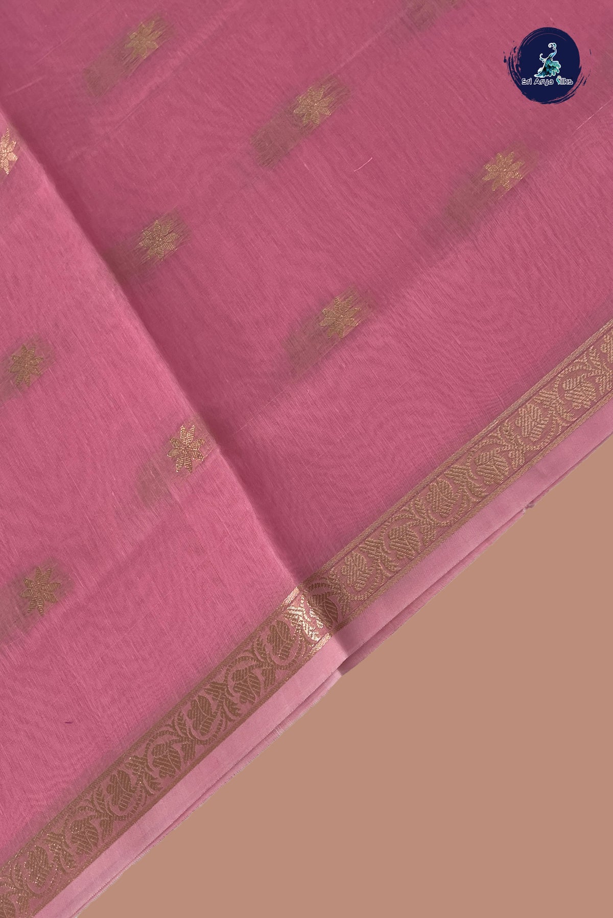 Navy Blue Maheswari Silk Cotton Sarees With Zari Buttas Pattern