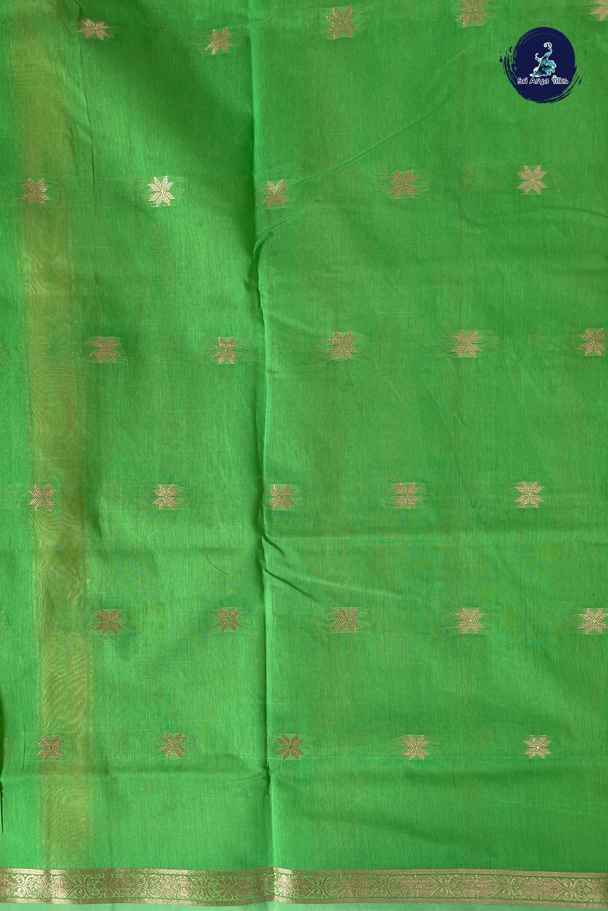 Orange Maheswari Silk Cotton Sarees With Zari Buttas Pattern
