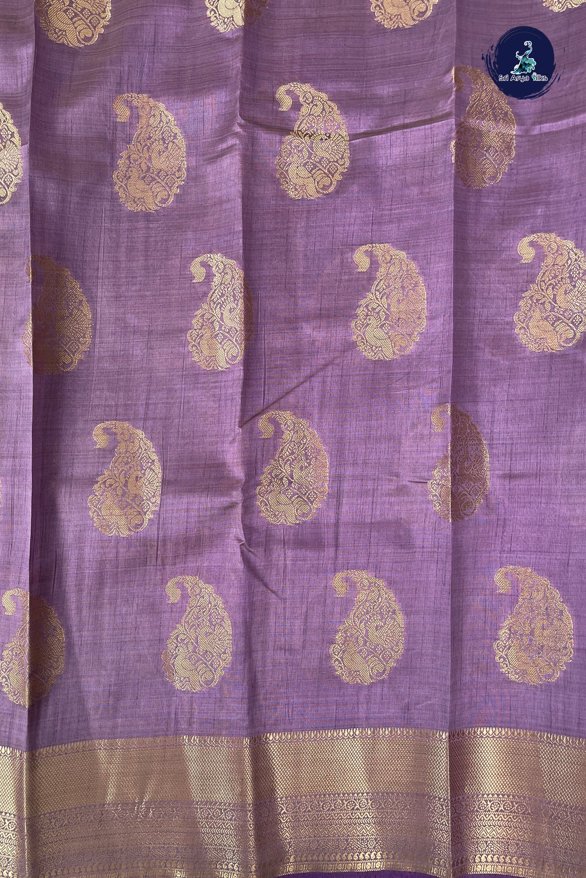 Lavender Semi Tussar Saree With Zari Buttas Pattern
