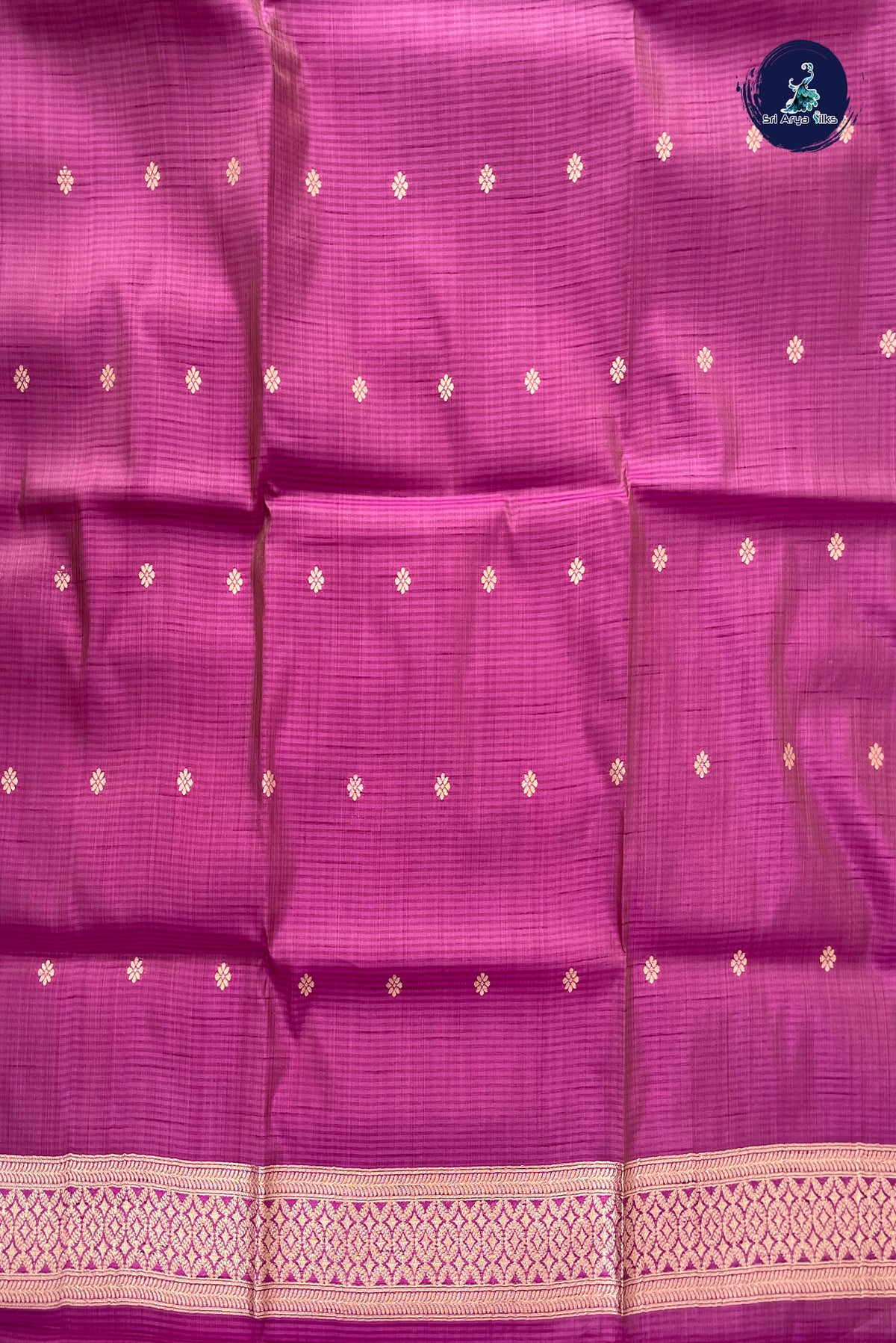 Magenta Purple Semi Tussar Saree With Zari Buttas Pattern