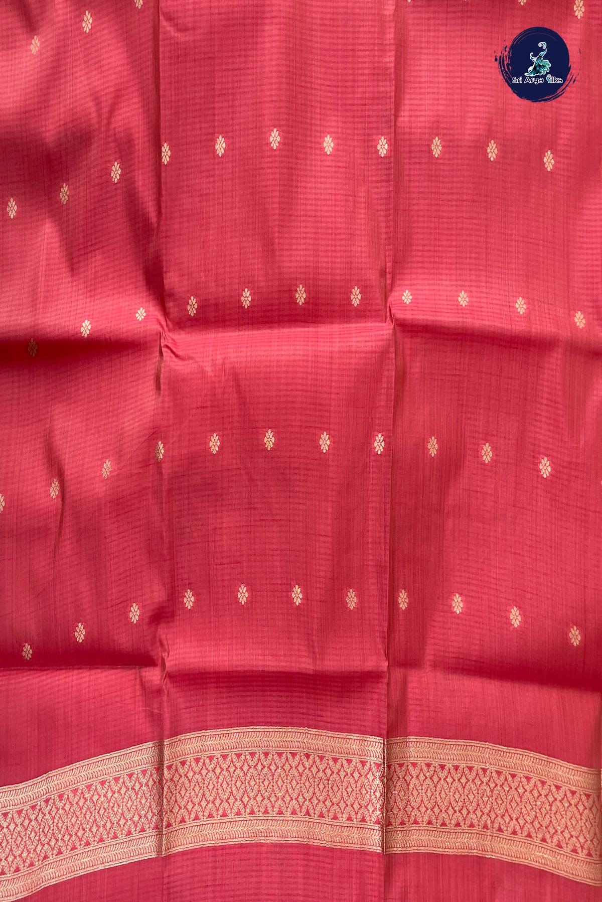 Pink Semi Tussar Saree With Zari Buttas Pattern