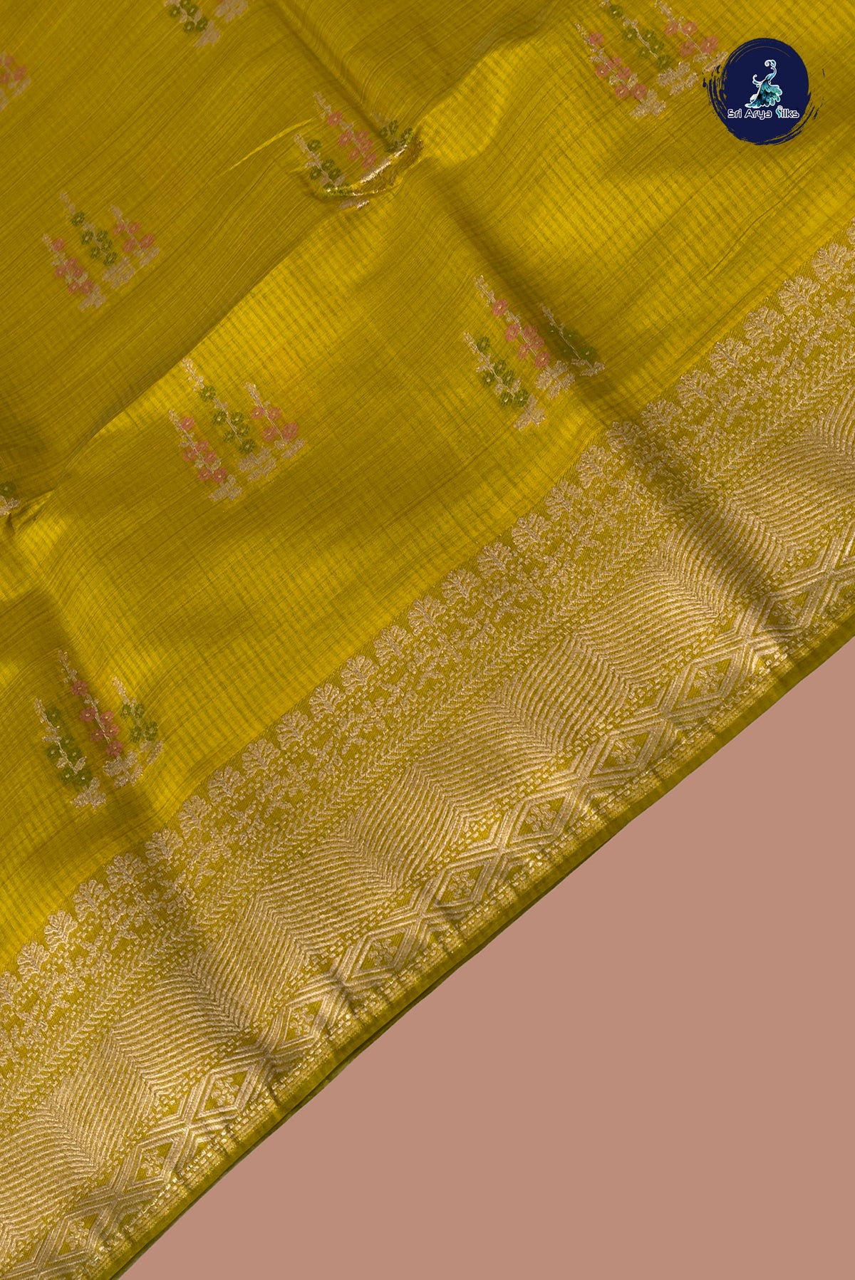 Yellow Semi Tussar Saree With Zari Buttas Pattern