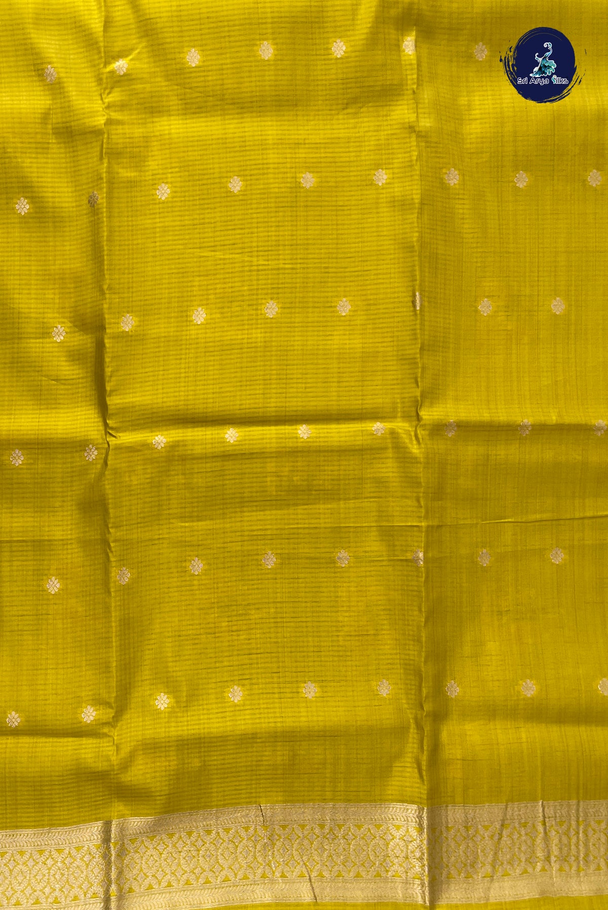 Yellow Semi Tussar Saree With Zari Buttas Pattern