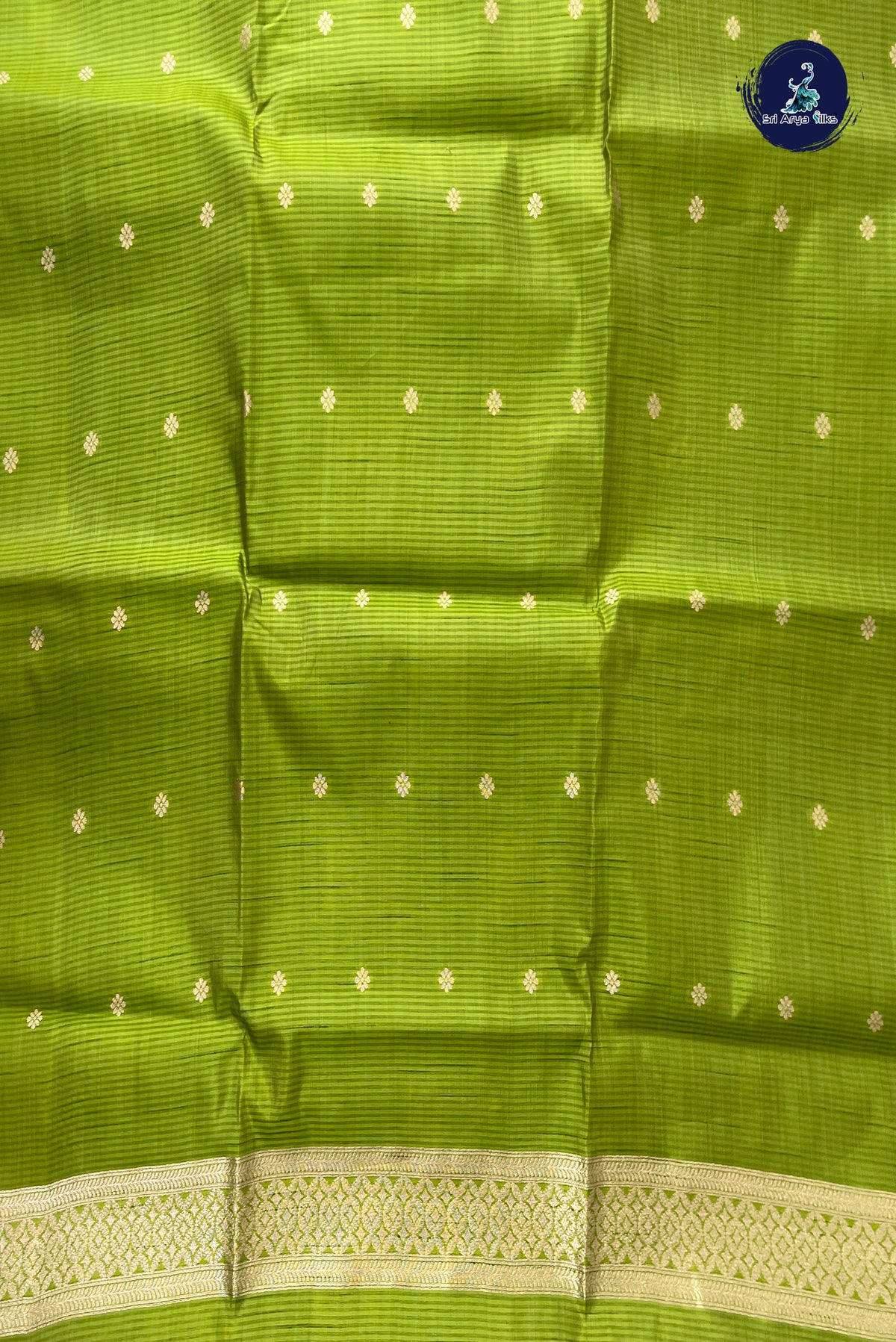 Light Green Semi Tussar Saree With Zari Buttas Pattern