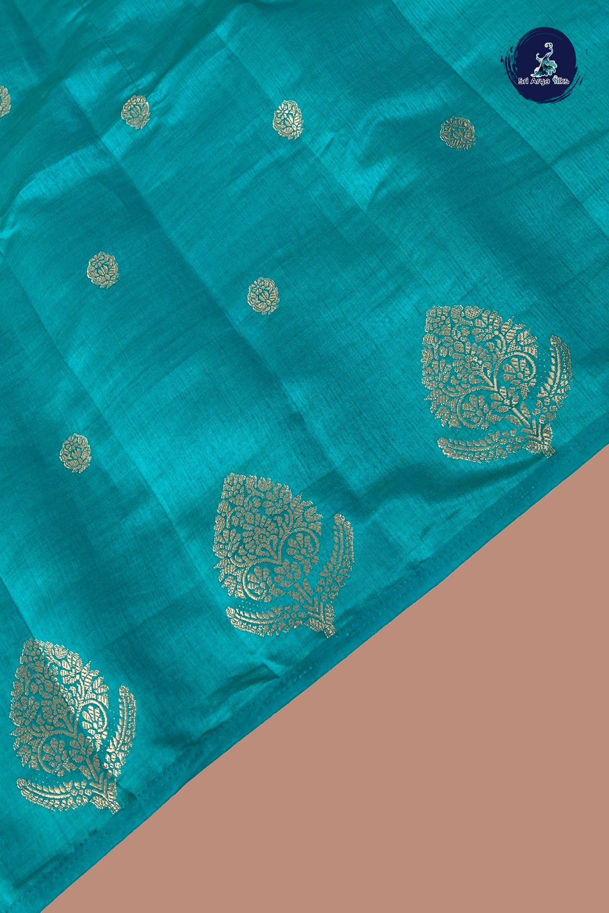 Turquoise Semi Tussar Saree With Zari Buttas Pattern